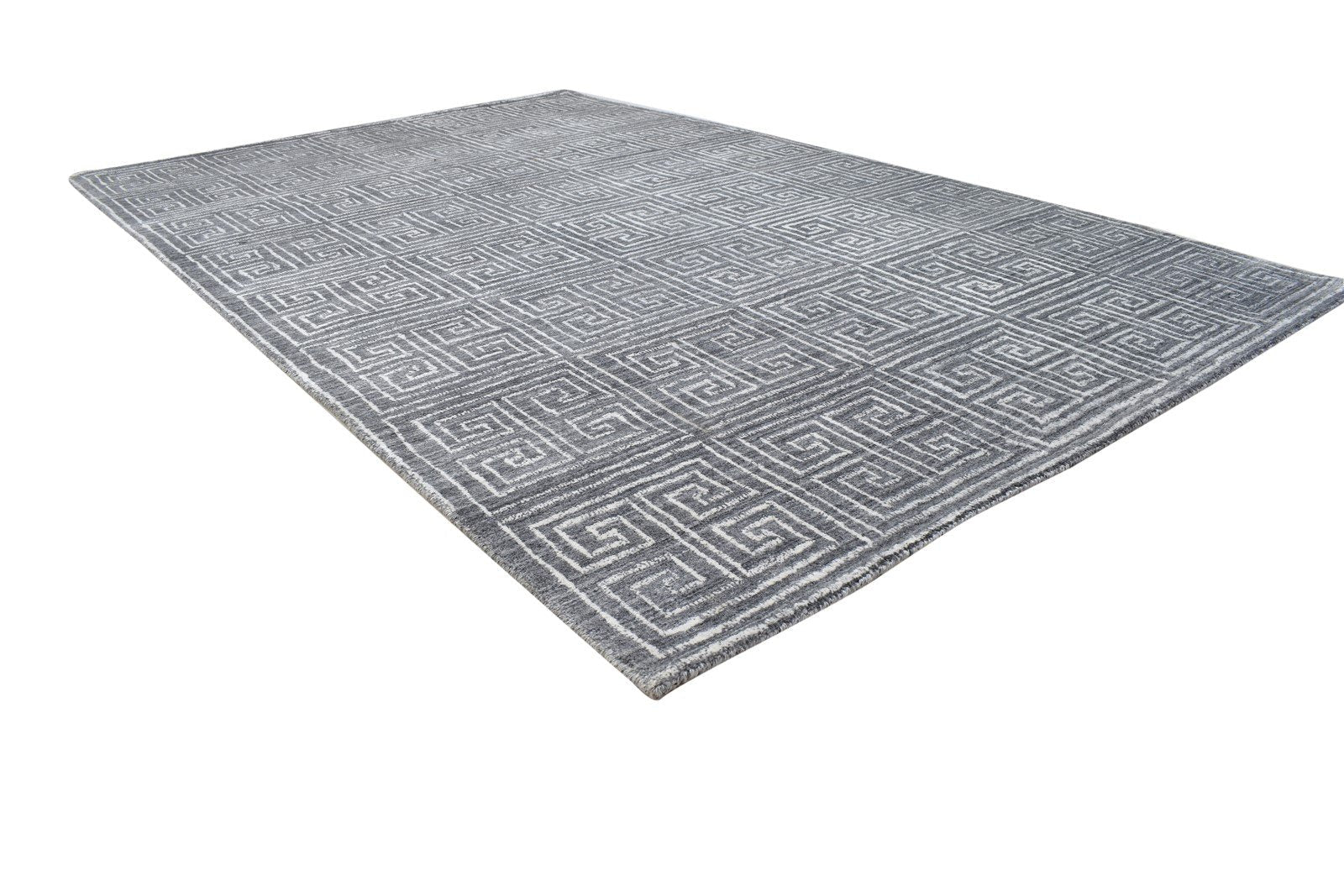 Wool Charcoal Rug 5X8 Modern Hand Knotted Scandinavian Geometric Room Size 