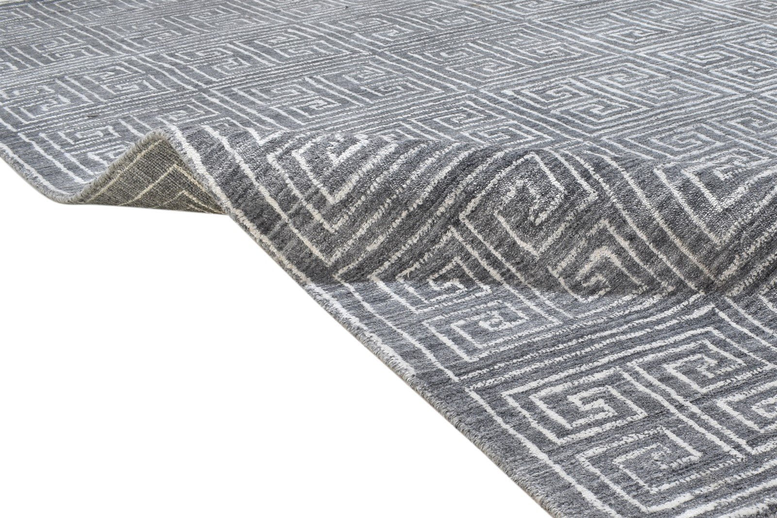 Wool Charcoal Rug 5X8 Modern Hand Knotted Scandinavian Geometric Room Size 