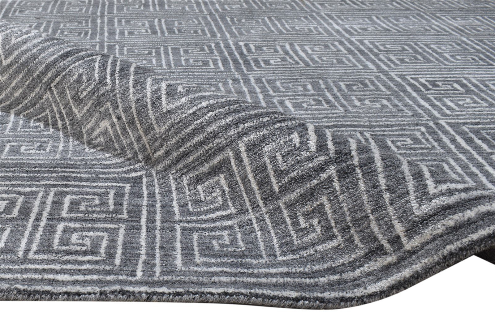 Wool Charcoal Rug 5X8 Modern Hand Knotted Scandinavian Geometric Room Size 