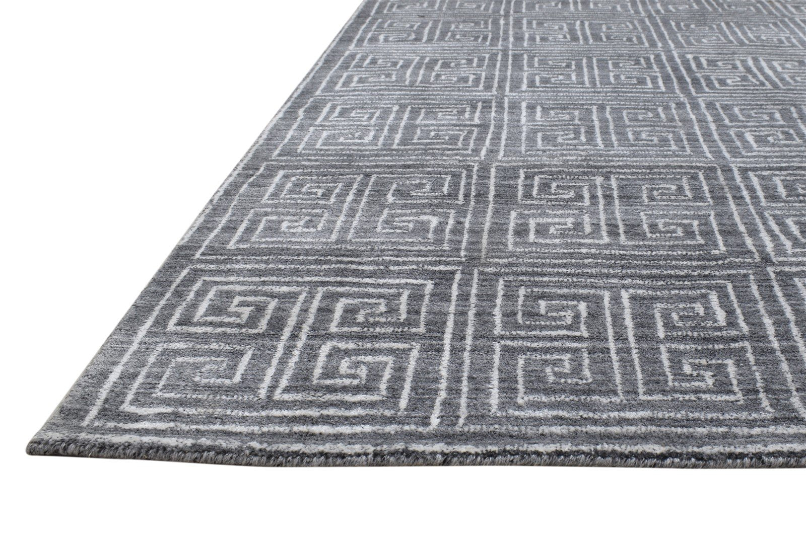 Wool Charcoal Rug 5X8 Modern Hand Knotted Scandinavian Geometric Room Size 