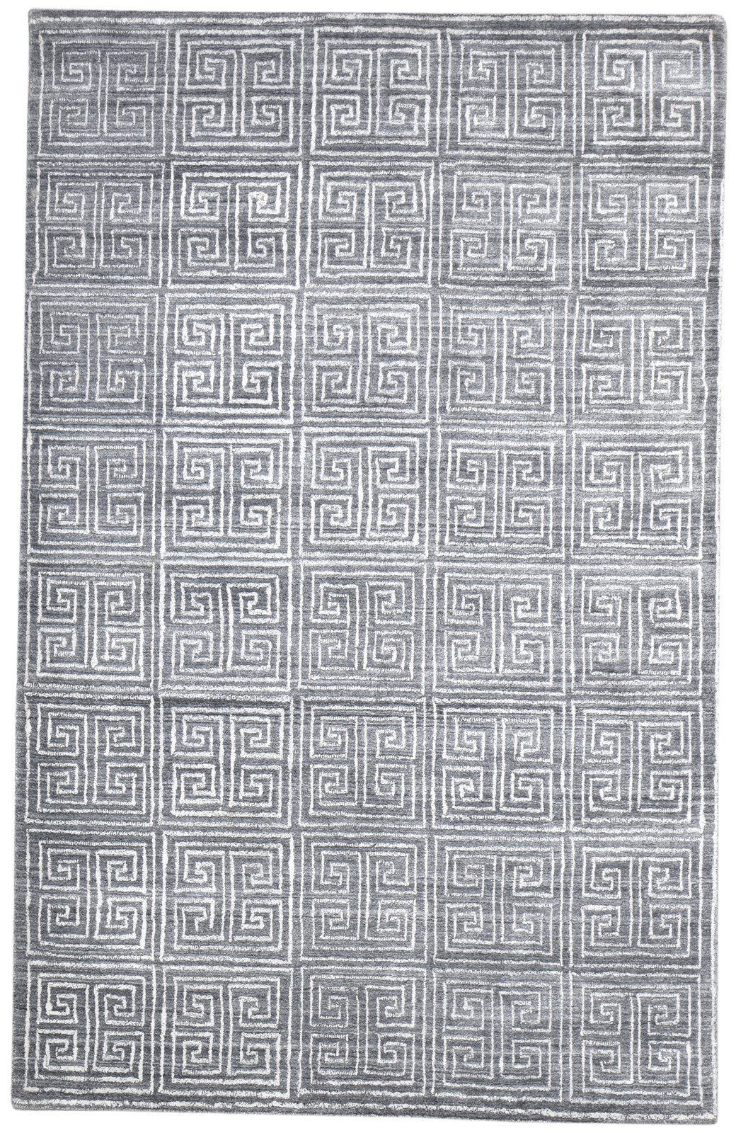 Wool Charcoal Rug 5X8 Modern Hand Knotted Scandinavian Geometric Room Size 