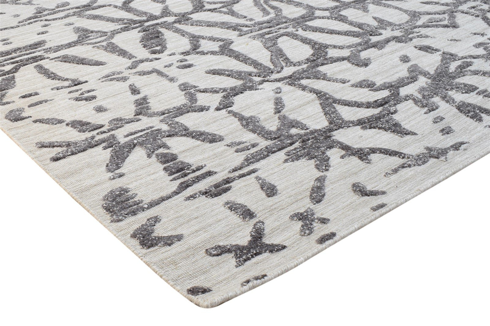 Grey Wool / Silk Rug 5' X 8' Modern Hand Woven French Abstract Room Size Carpet 