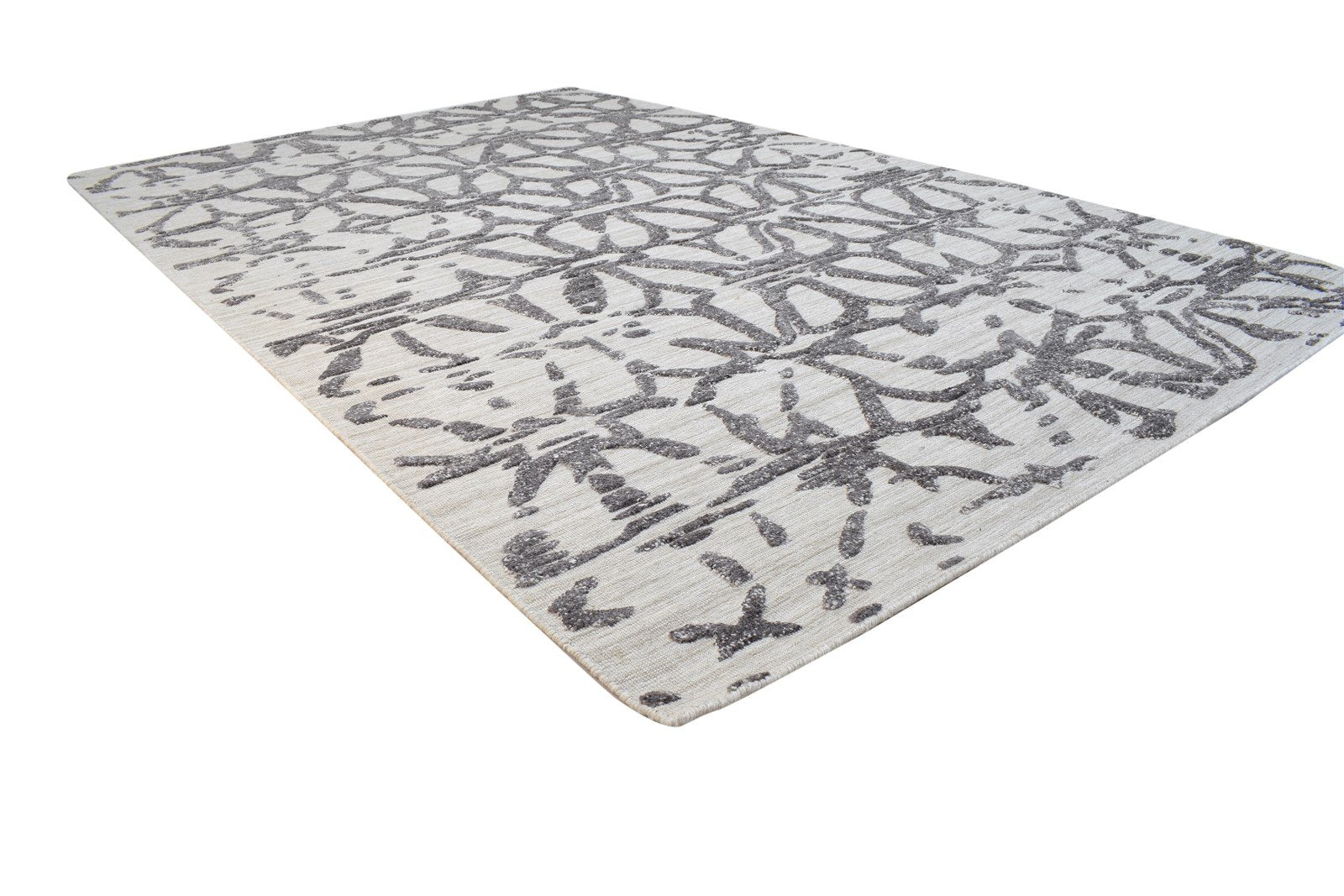 Grey Wool / Silk Rug 5' X 8' Modern Hand Woven French Abstract Room Size Carpet 