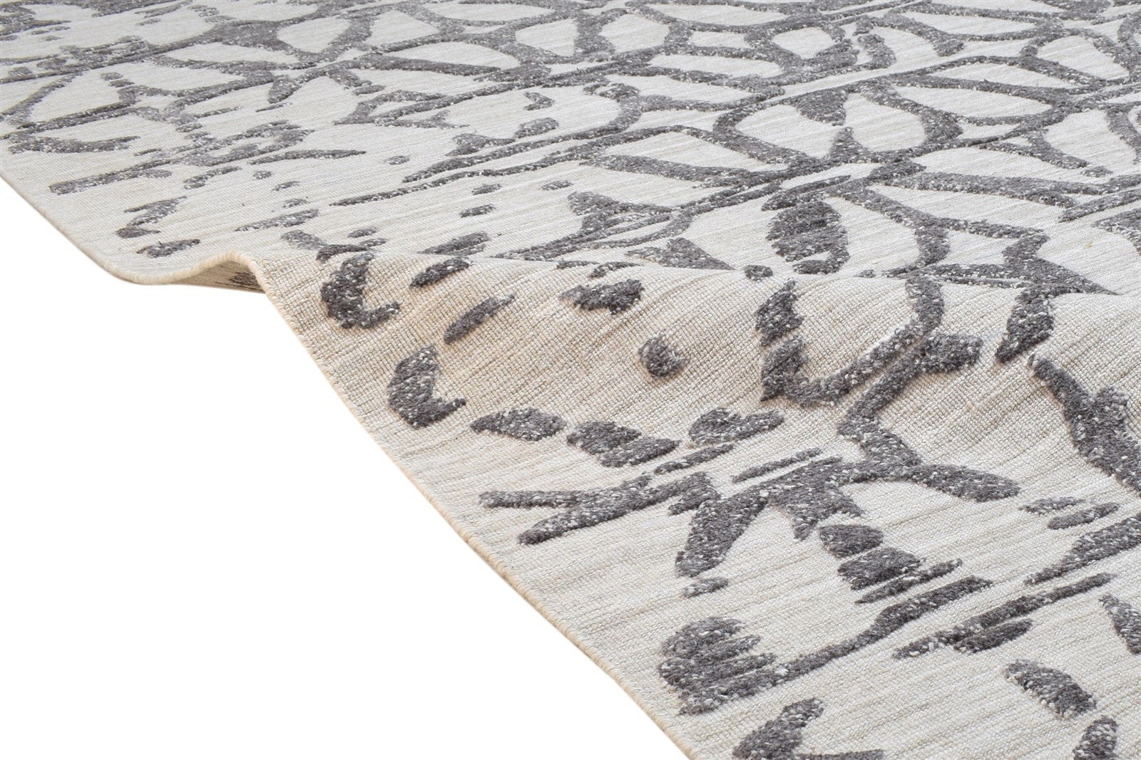 Grey Wool / Silk Rug 5' X 8' Modern Hand Woven French Abstract Room Size Carpet 