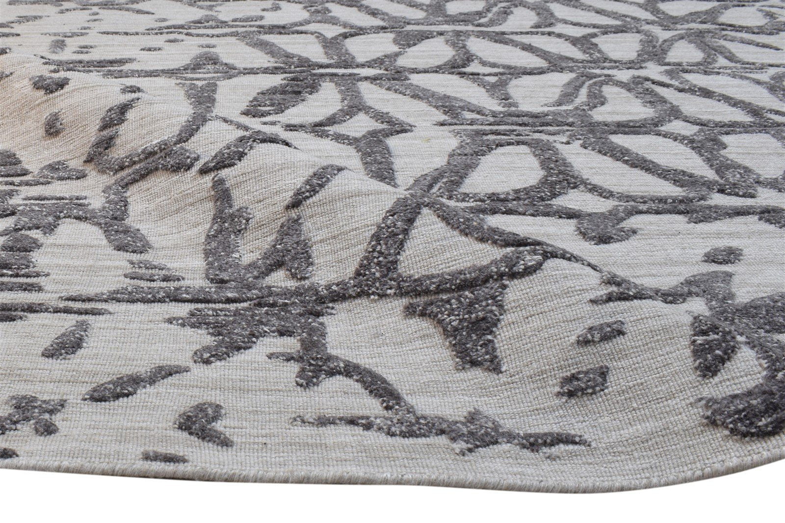 Grey Wool / Silk Rug 5' X 8' Modern Hand Woven French Abstract Room Size Carpet 