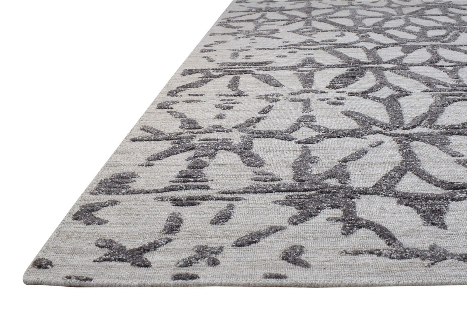 Grey Wool / Silk Rug 5' X 8' Modern Hand Woven French Abstract Room Size Carpet 