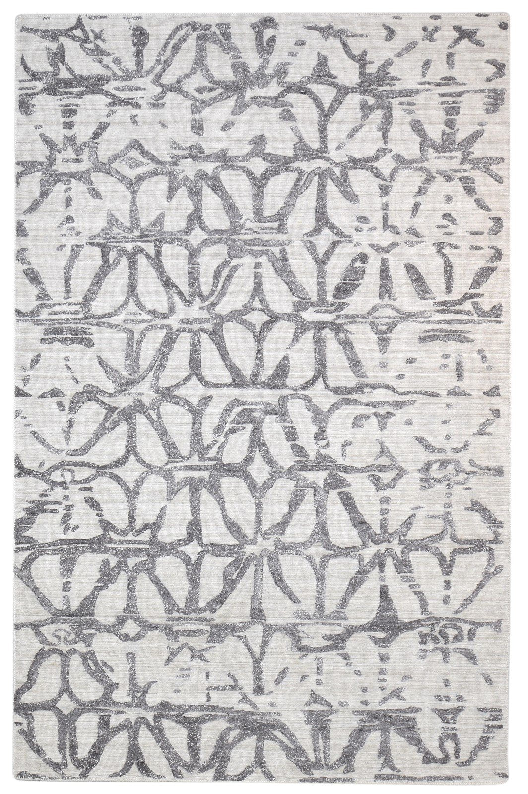 Grey Wool / Silk Rug 5' X 8' Modern Hand Woven French Abstract Room Size Carpet 