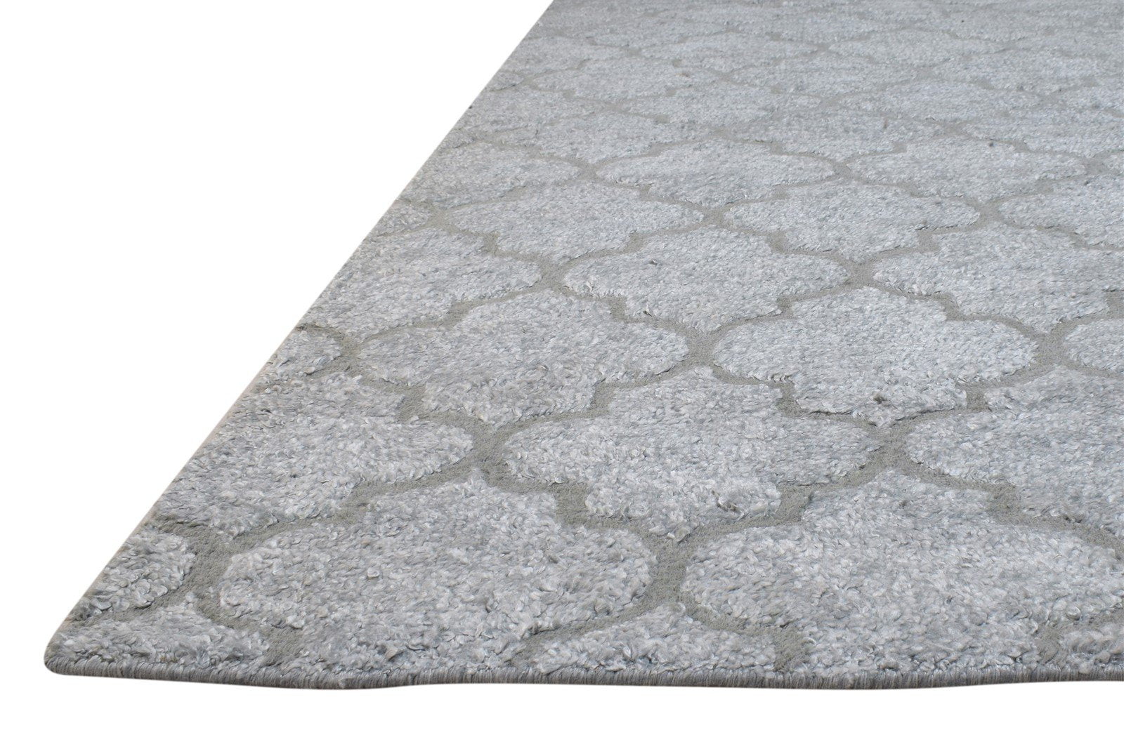 Wool Grey Rug 5' X 7' Modern Hand Knotted Moroccan Damask Room Size Carpet 