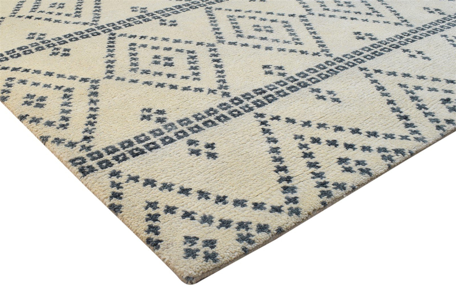 Sand Wool Rug 5' X 8' Modern Hand Knotted Moroccan Geometric Room Size Carpet 