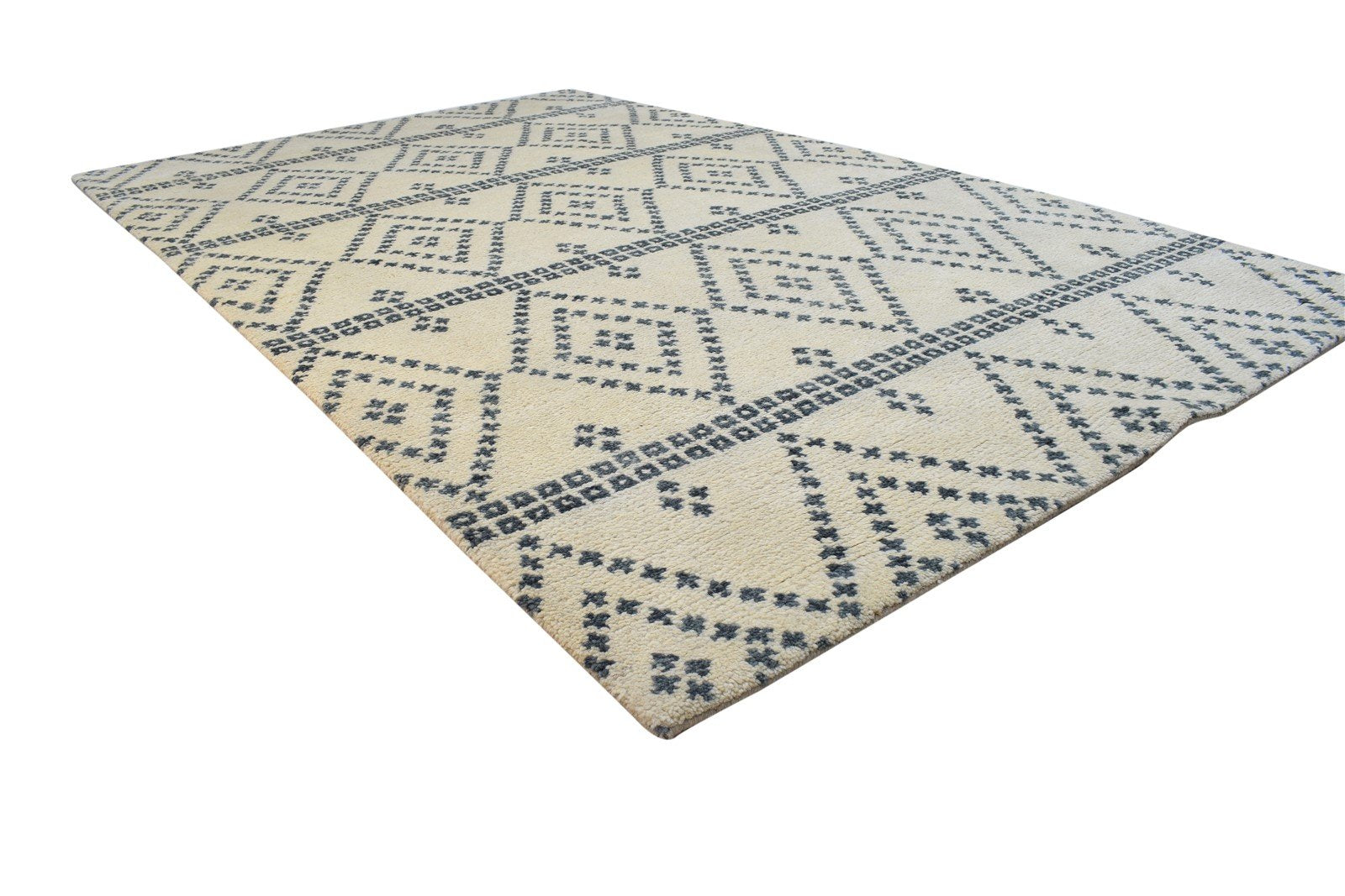 Sand Wool Rug 5' X 8' Modern Hand Knotted Moroccan Geometric Room Size Carpet 