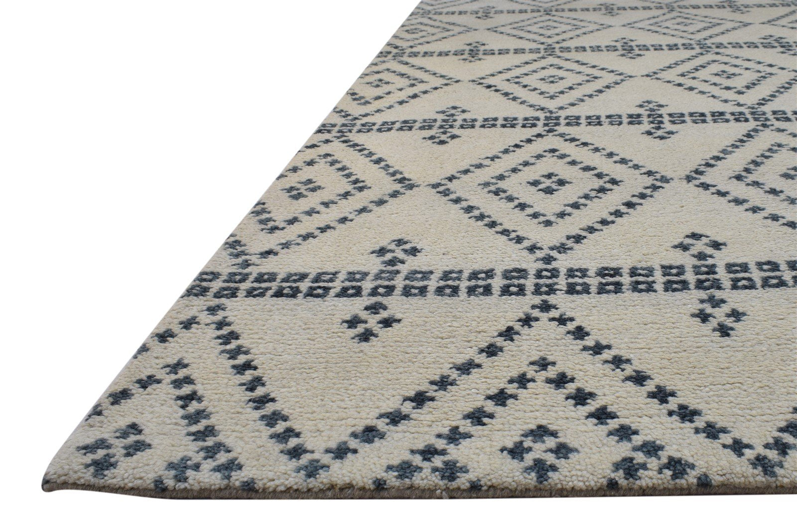 Sand Wool Rug 5' X 8' Modern Hand Knotted Moroccan Geometric Room Size Carpet 