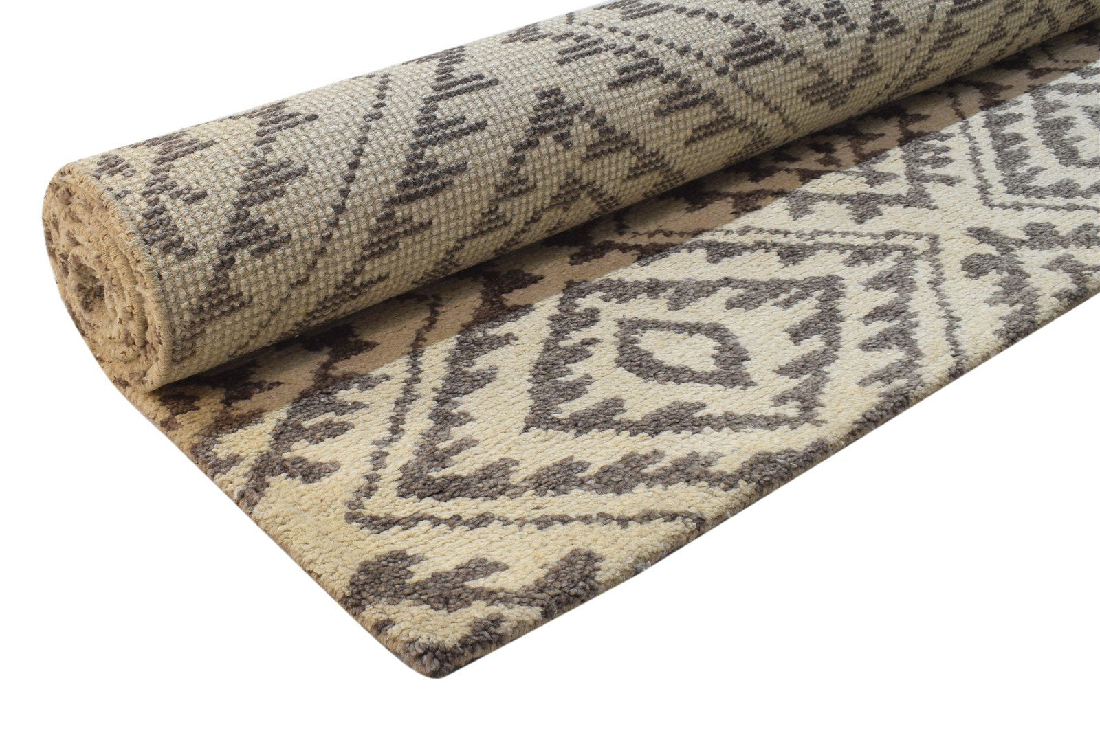 Wool Beige Rug 5' X 8' Modern Hand Knotted Moroccan Geometric Room Size Carpet 