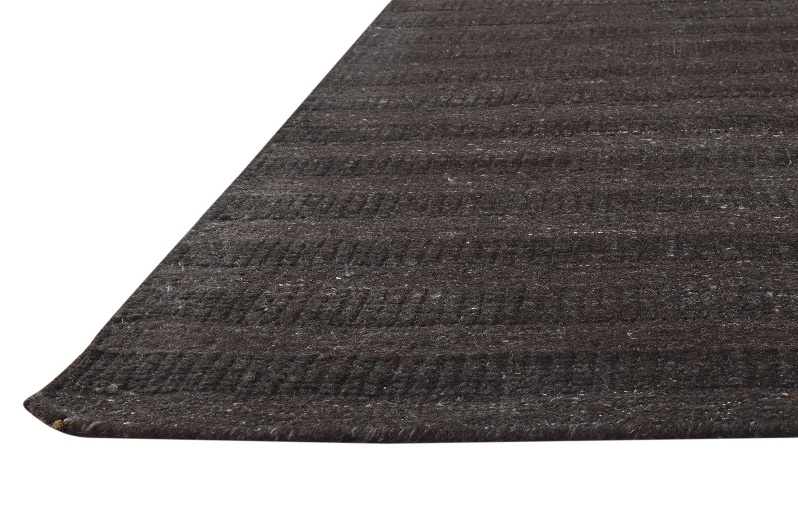 Hand Woven Brown Wool Rug 8' X 10' Modern Scandinavian Solid Large Carpet 