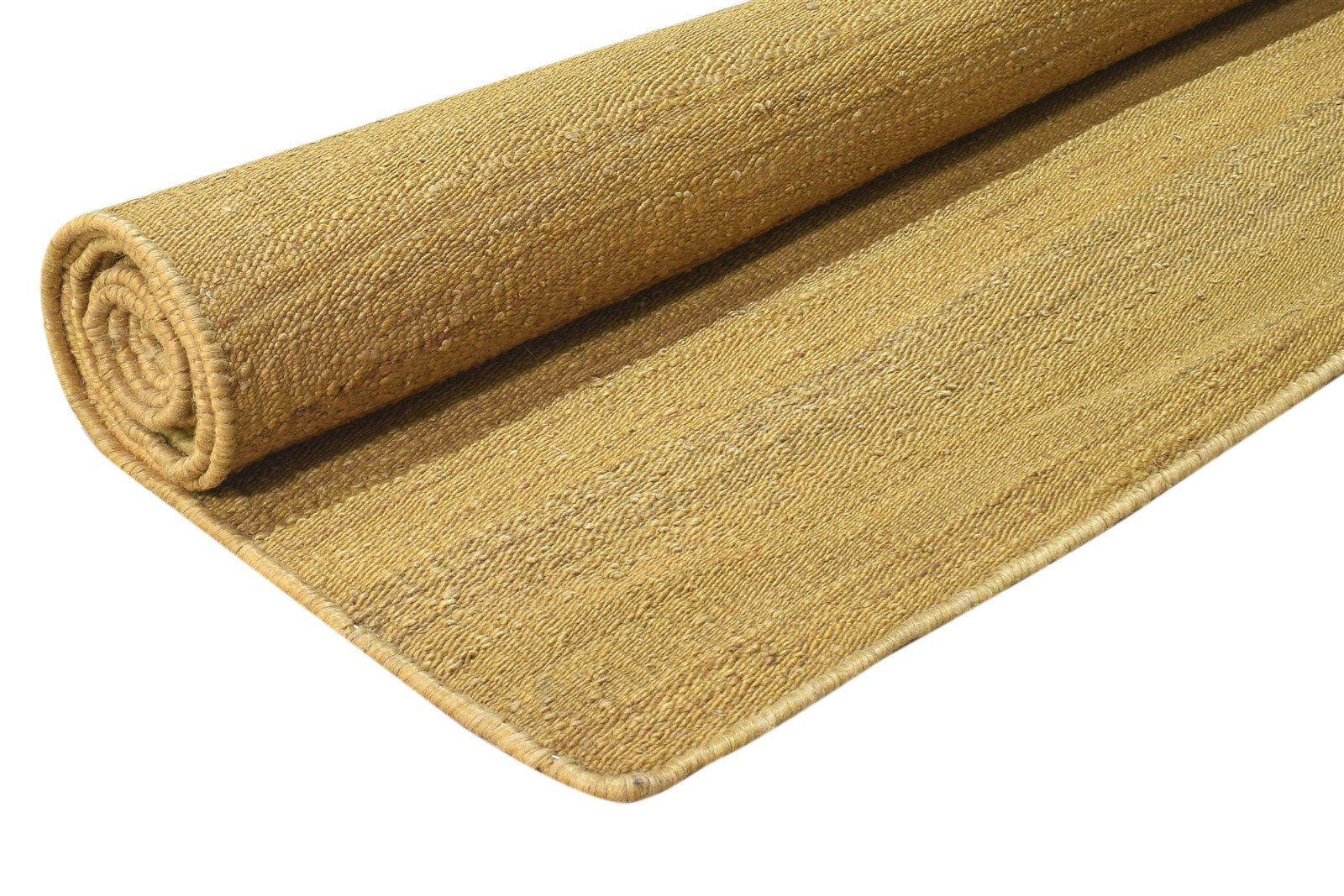 Gold Jute Rug 8' X 11' Modern Hand Woven Scandinavian Solid Large Carpet 