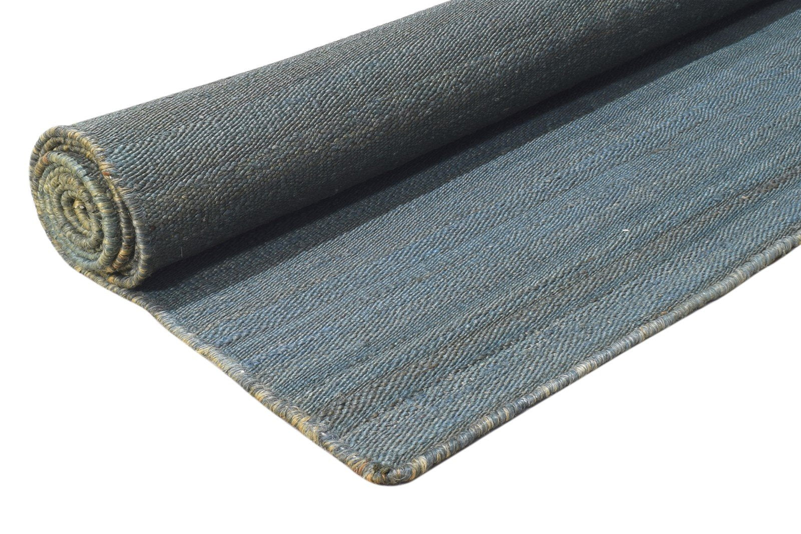 8' X 11' Rug Jute Blue Modern Hand Woven Scandinavian Striped Large Carpet 