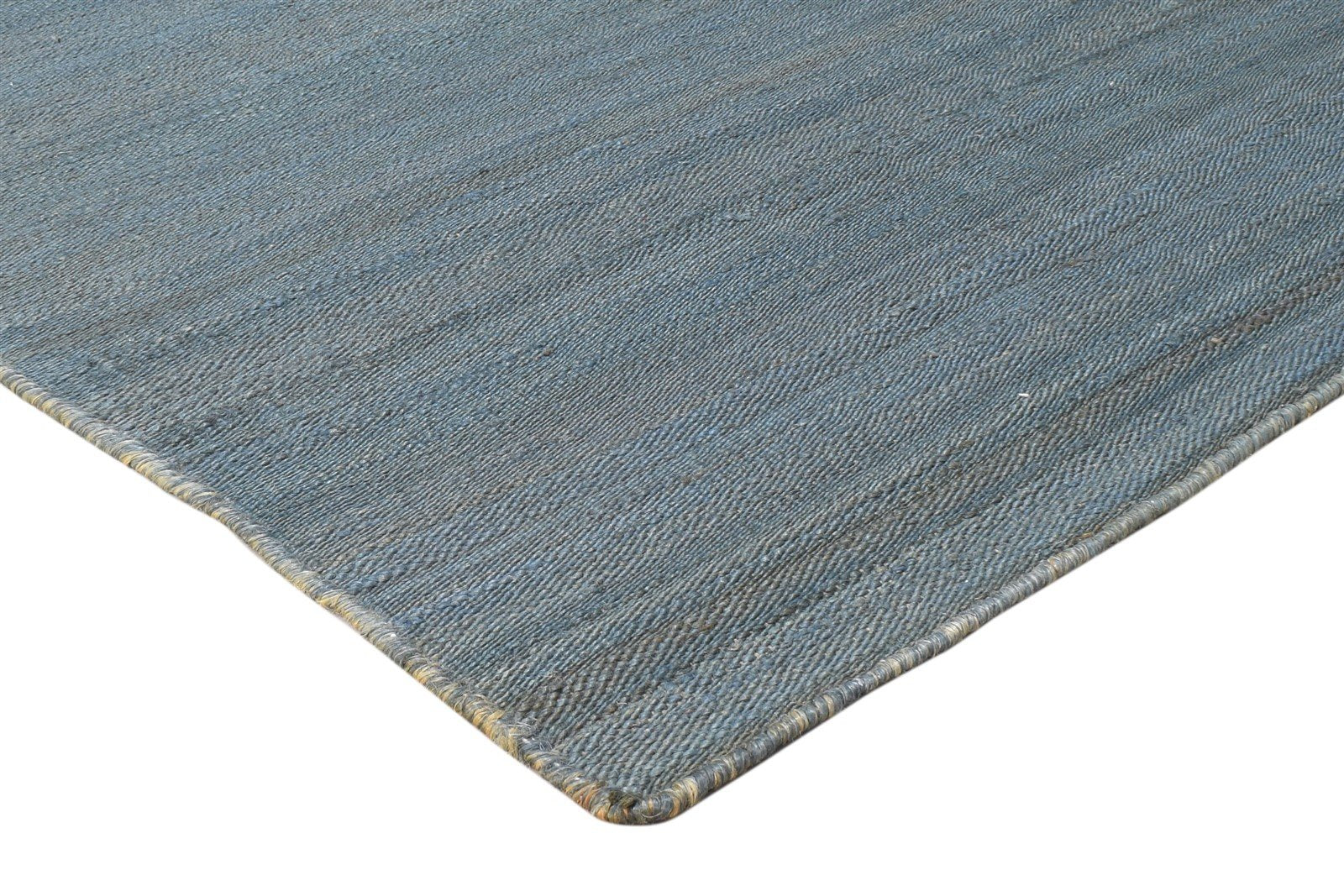 8' X 11' Rug Jute Blue Modern Hand Woven Scandinavian Striped Large Carpet 