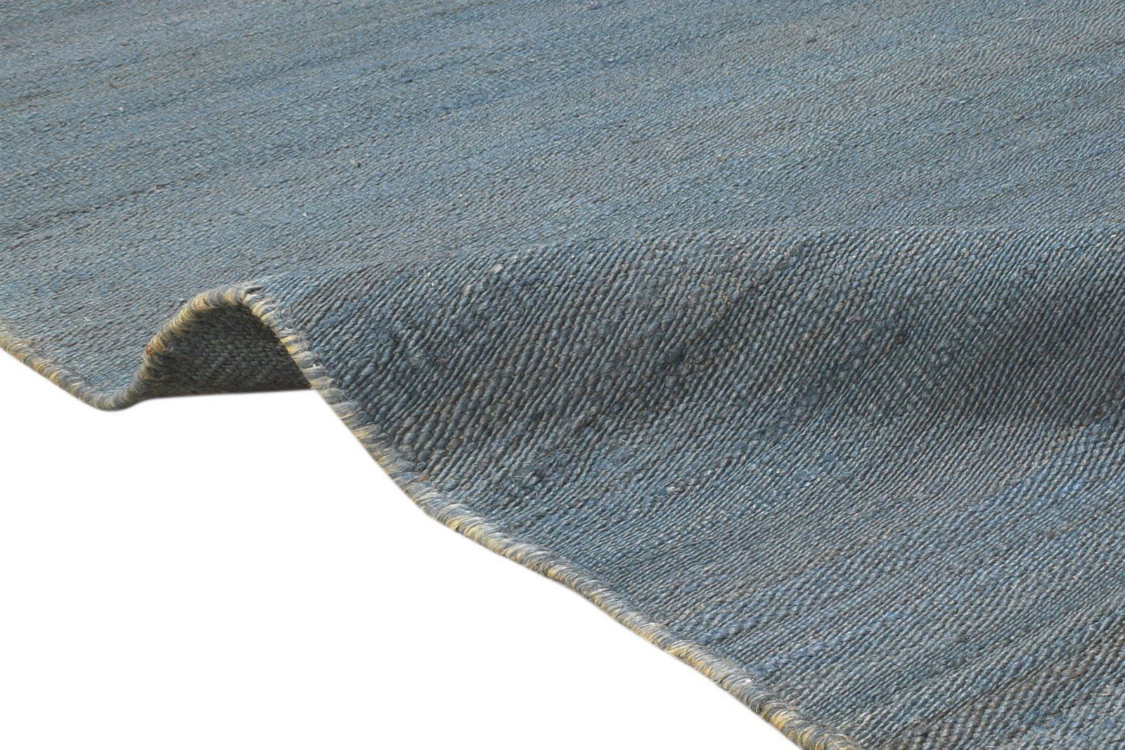 8' X 11' Rug Jute Blue Modern Hand Woven Scandinavian Striped Large Carpet 