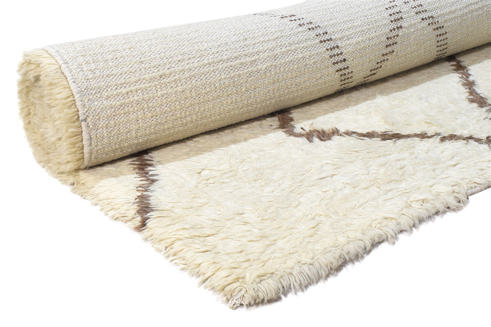 Beige Wool Rug 8' X 10' Modern Hand Knotted Moroccan Abstract Large Carpet 