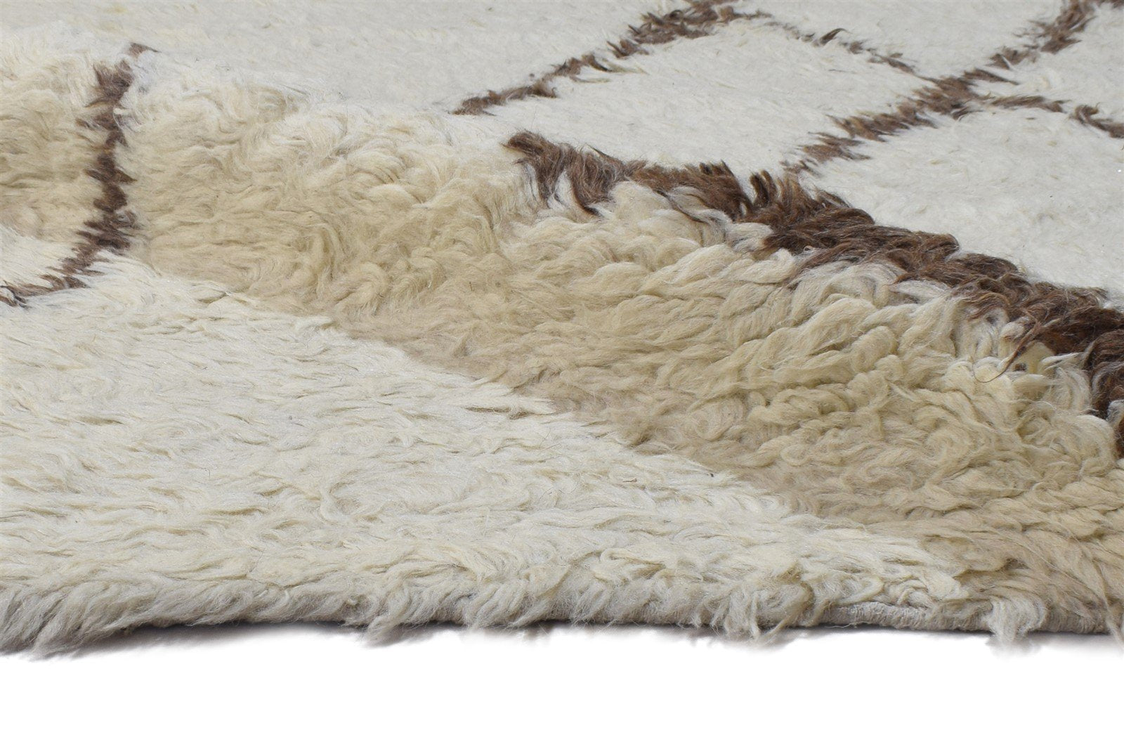 Beige Wool Rug 8' X 10' Modern Hand Knotted Moroccan Abstract Large Carpet 