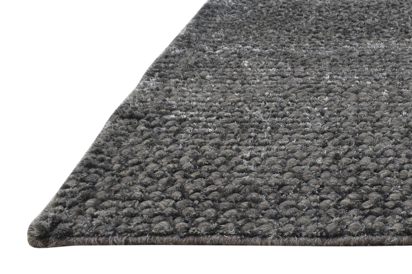 Wool Charcoal Rug 7' X 10' Modern Hand Woven Scandinavian Solid Large Carpet 