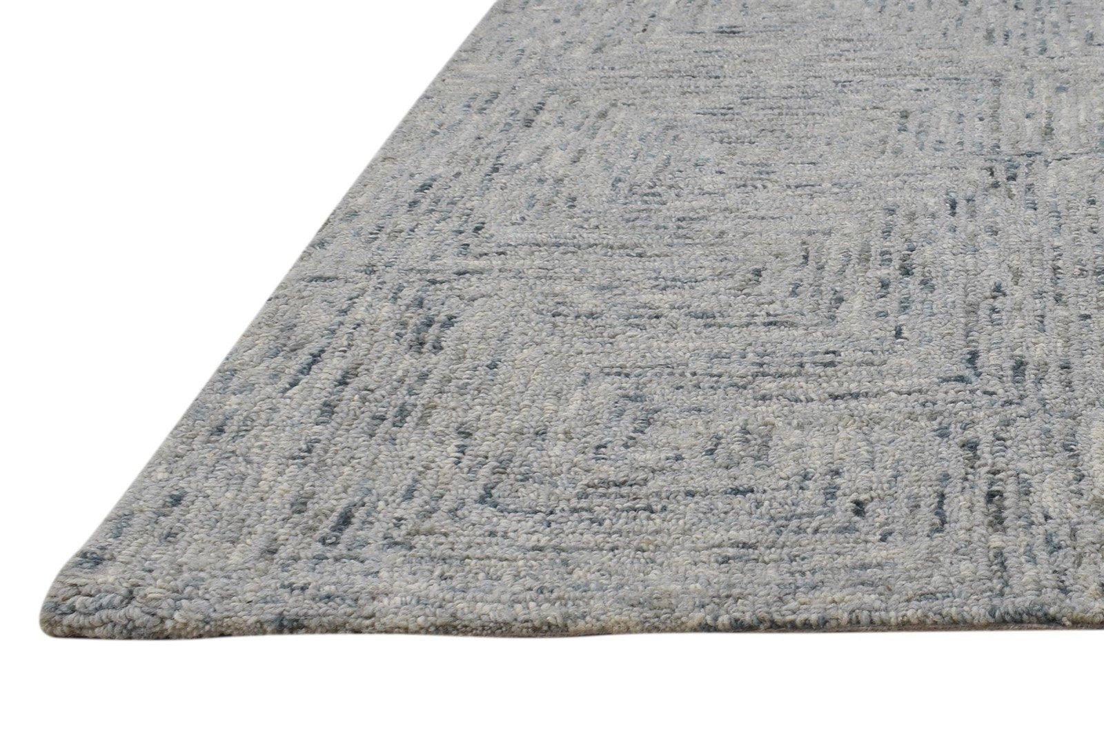 Hand Tufted Grey Wool Rug 8' X 10' Modern Scandinavian Geometric Large Carpet 