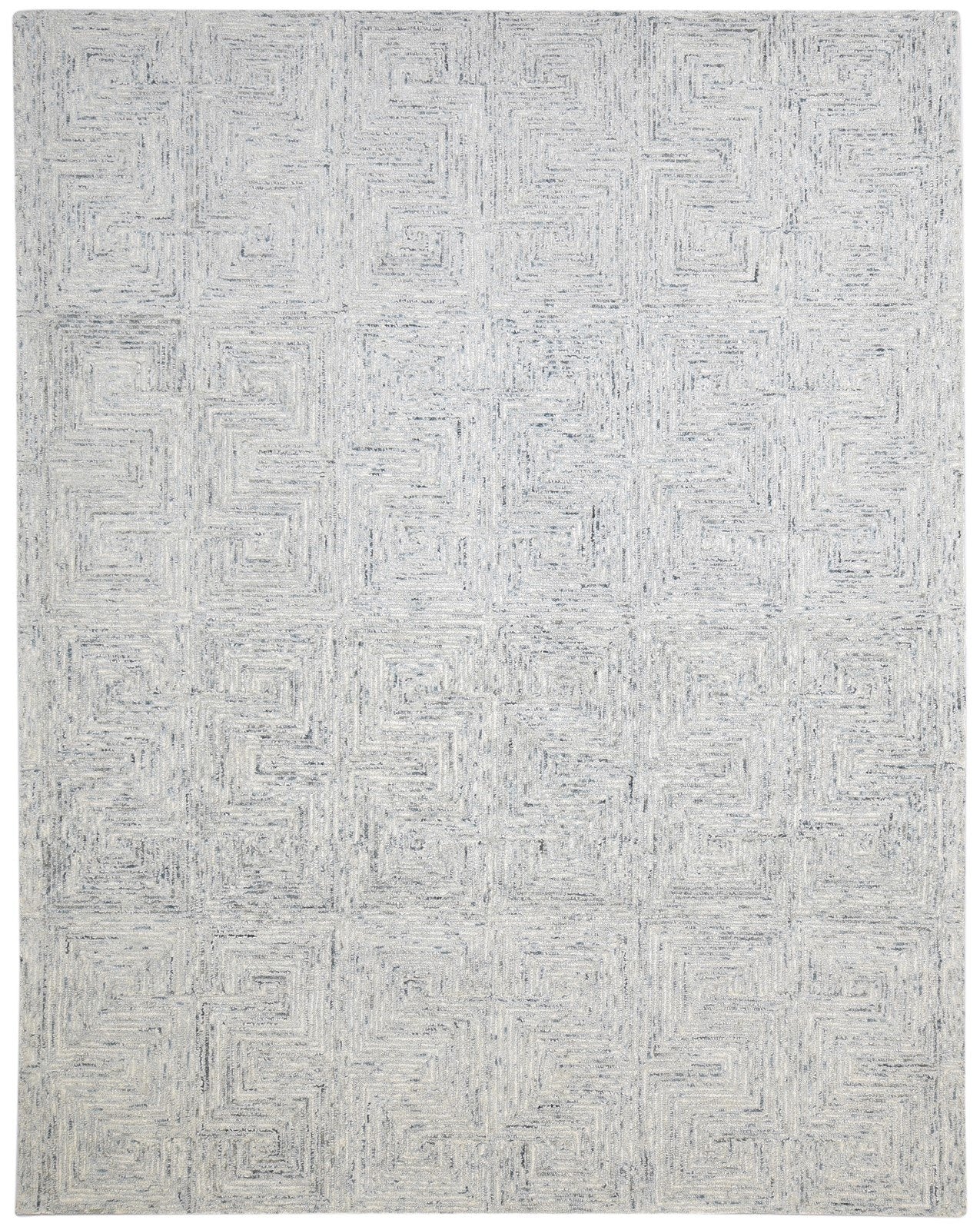 Hand Tufted Grey Wool Rug 8' X 10' Modern Scandinavian Geometric Large Carpet 