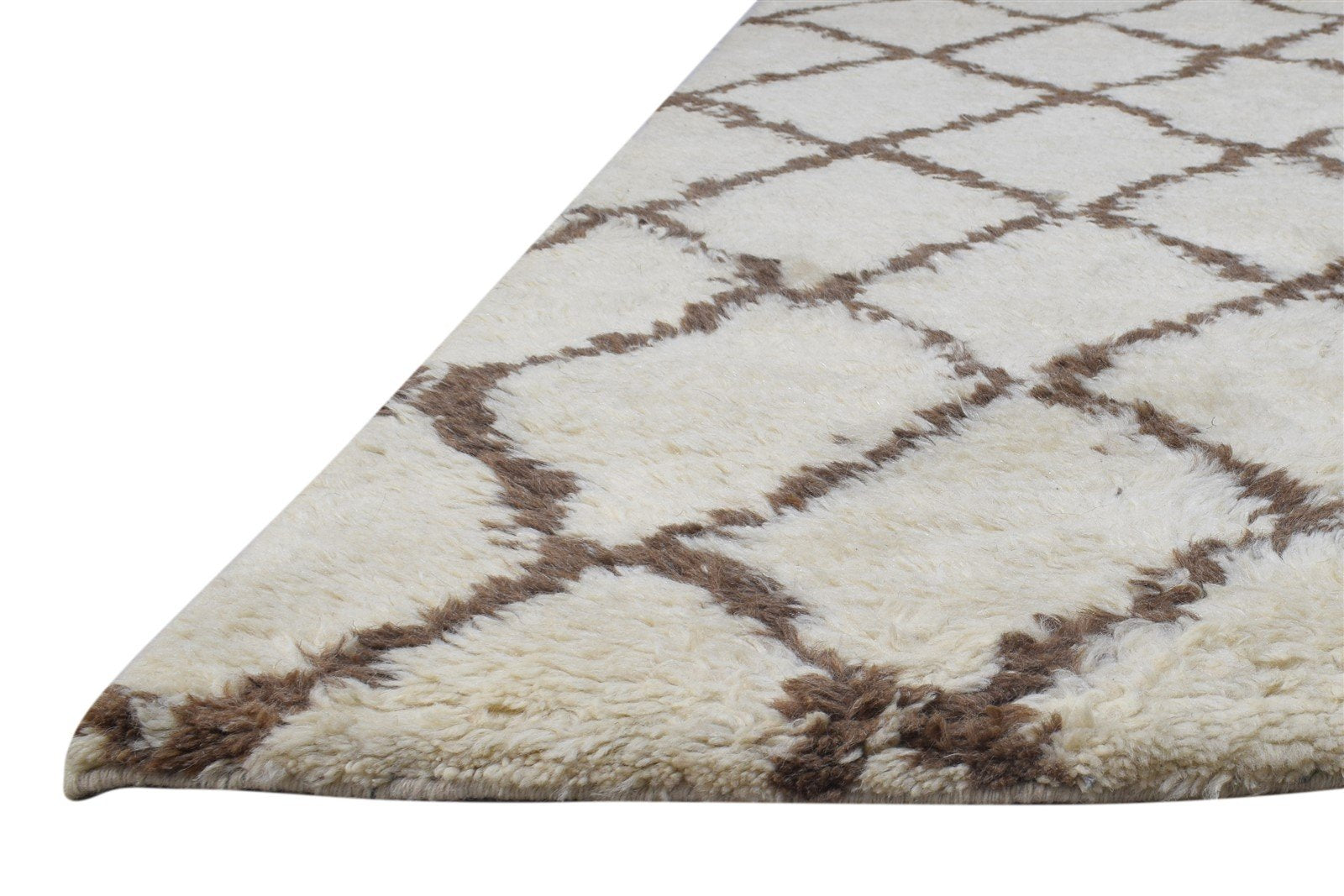 Cream Wool Rug 8' X 10' Modern Hand Knotted Moroccan Tribal Large Carpet 