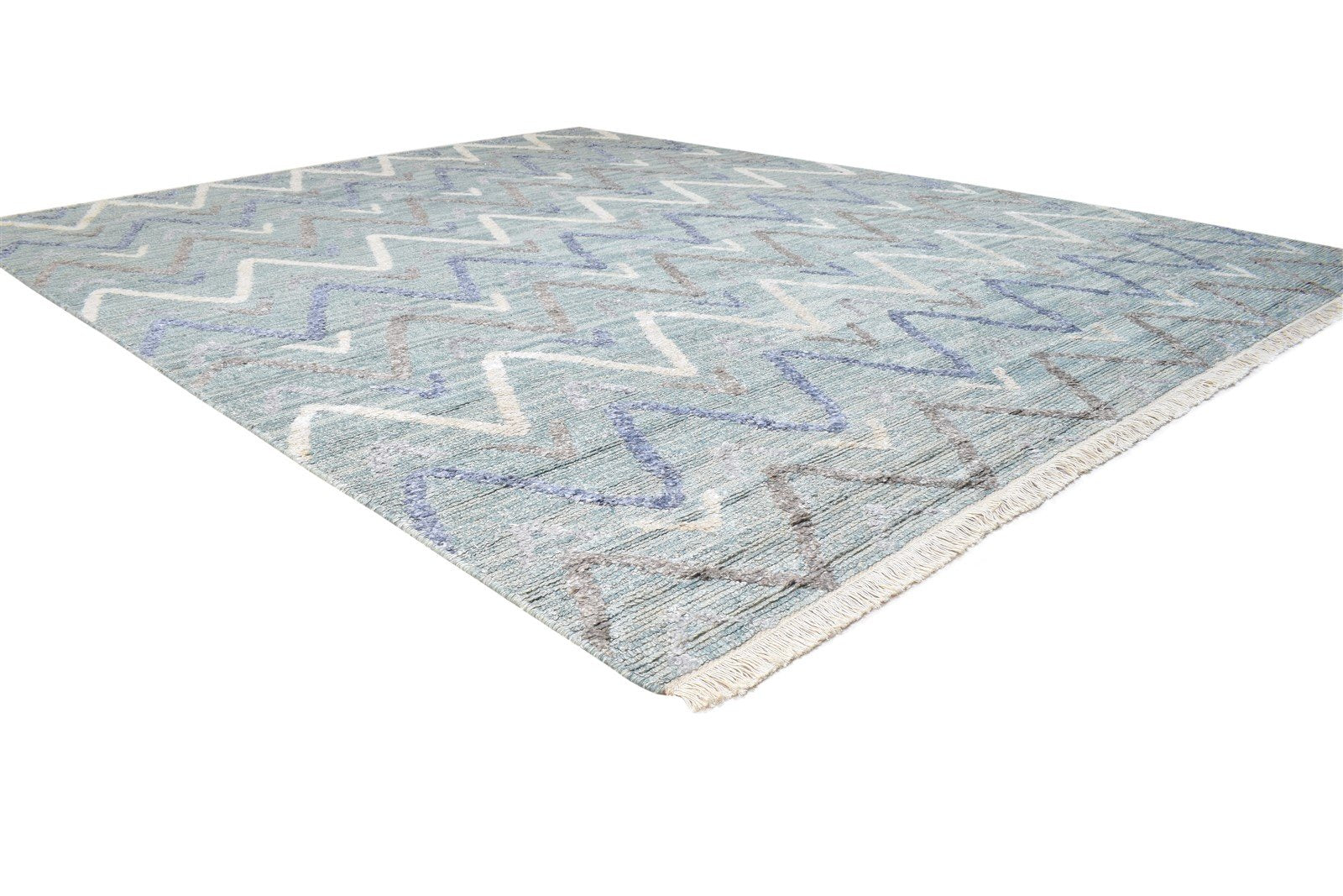 Hand Woven Grey Rayon From Bamboo Rug 8X10 Modern Moroccan Chevron Large Carpet 