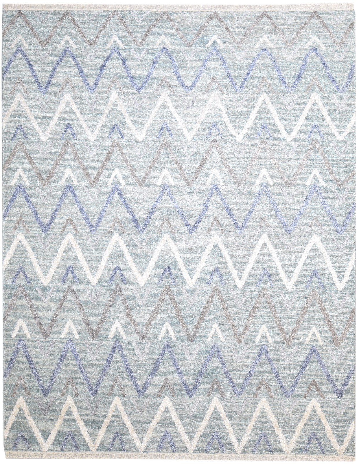 Hand Woven Grey Rayon From Bamboo Rug 8X10 Modern Moroccan Chevron Large Carpet 