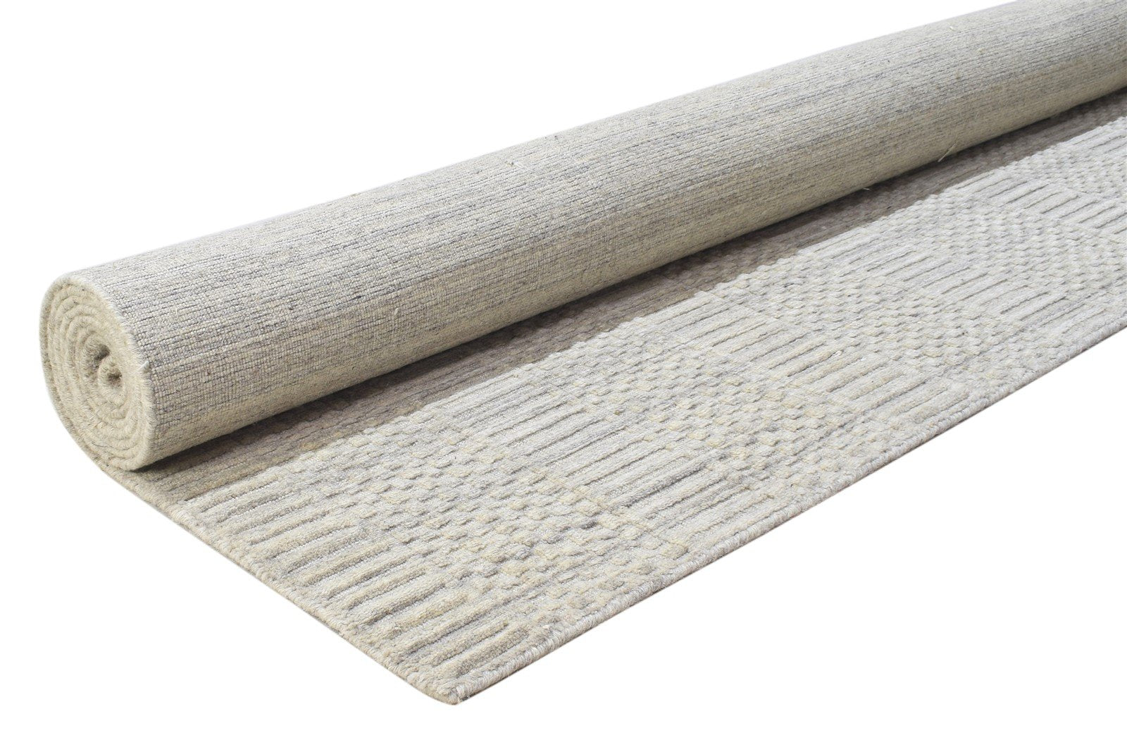 Hand Woven Beige Wool Rug 7' X 10' Modern Scandinavian Solid Large Carpet 