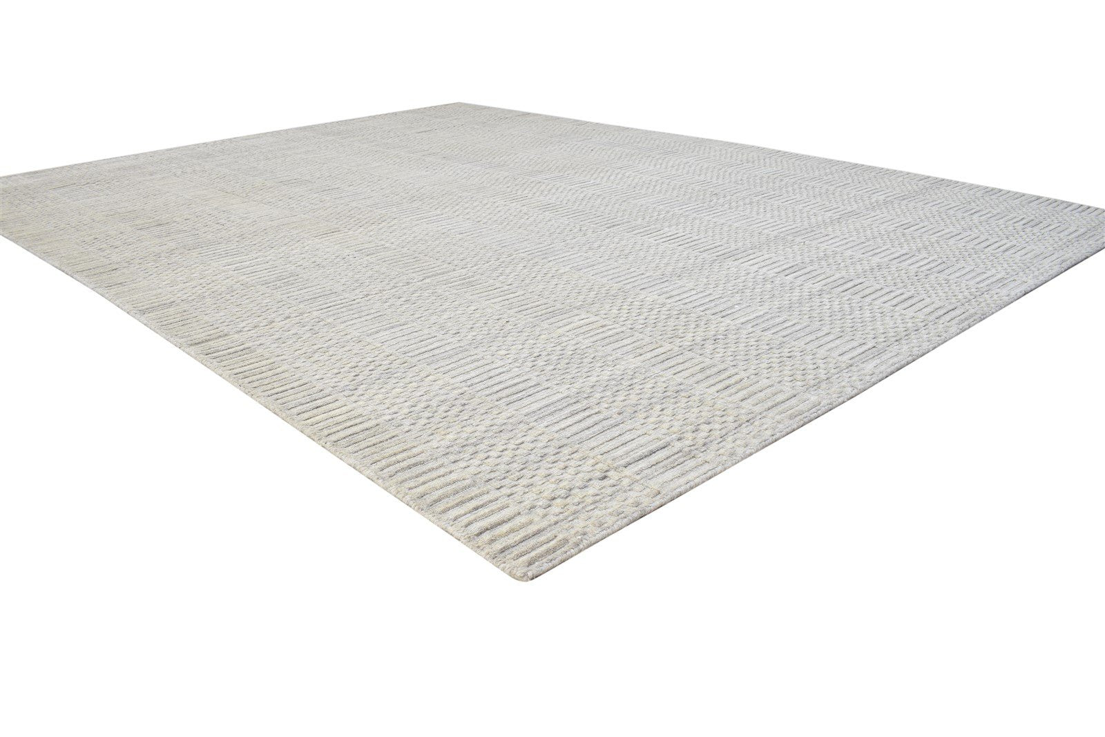 Hand Woven Beige Wool Rug 7' X 10' Modern Scandinavian Solid Large Carpet 