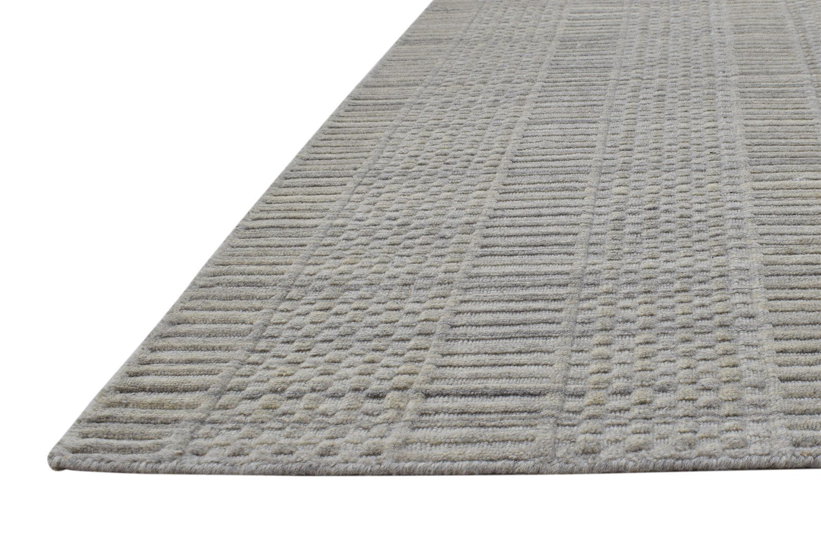 Hand Woven Beige Wool Rug 7' X 10' Modern Scandinavian Solid Large Carpet 