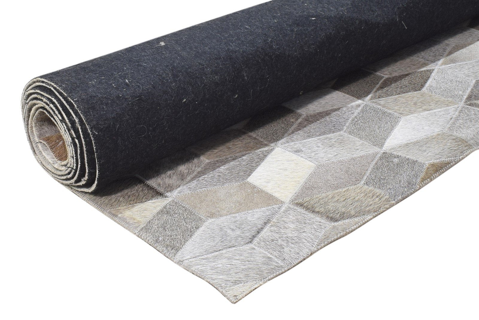 Leather Grey Rug 8' X 10' Modern Hand Woven Scandinavian Geometric Large Carpet