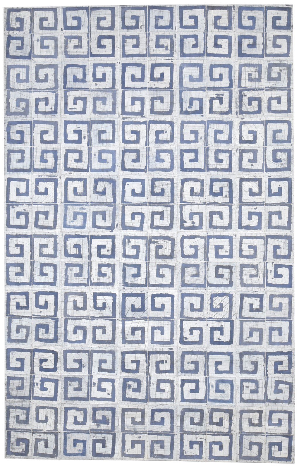 Blue Leather Rug 5' X 8' Modern Hand Woven Moroccan Geometric Room Size Carpet 