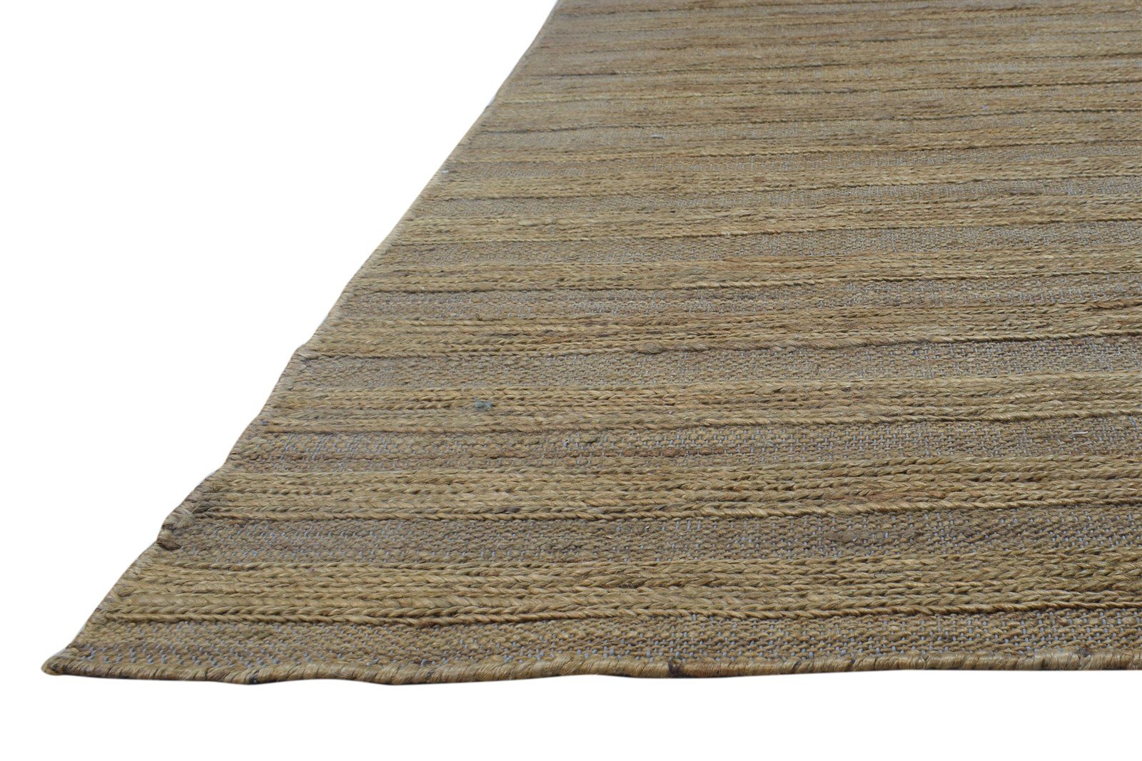 Brown Jute Rug 9' X 12' Modern Braided Scandinavian Striped Large Carpet 