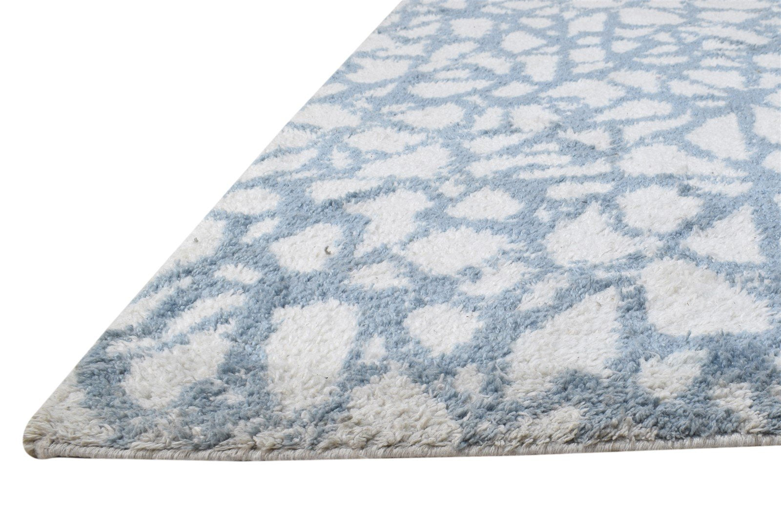 Hand Knotted Blue Pet Yarn Rug 5X8 Modern Scandinavian Abstract Room Size Carpet 