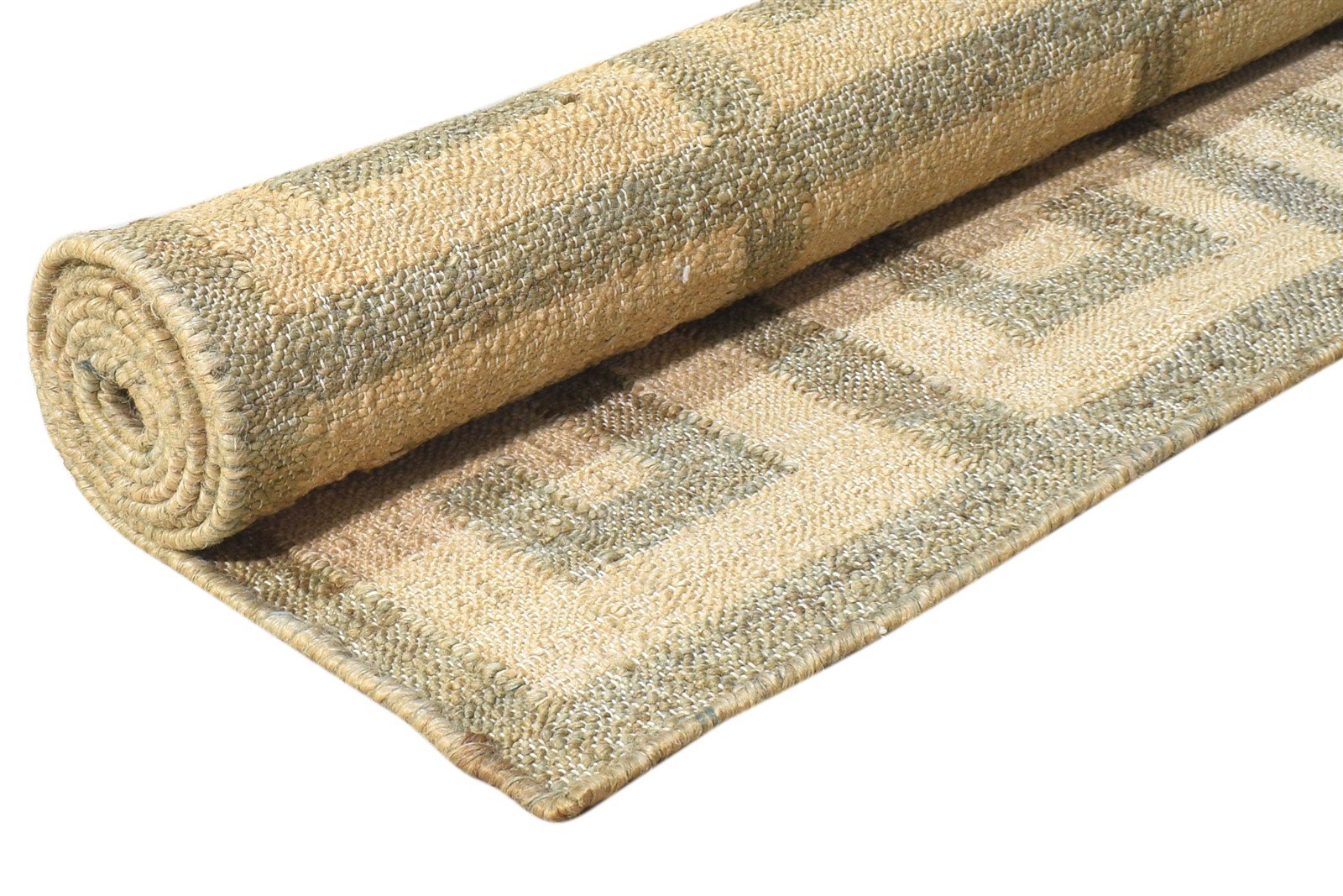 Cream Jute Rug 6' X 8' Modern Hand Woven Moroccan Geometric Room Size Carpet 