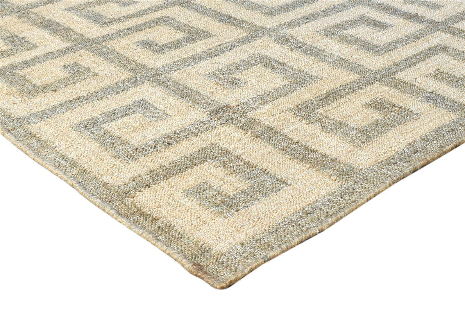 Cream Jute Rug 6' X 8' Modern Hand Woven Moroccan Geometric Room Size Carpet 