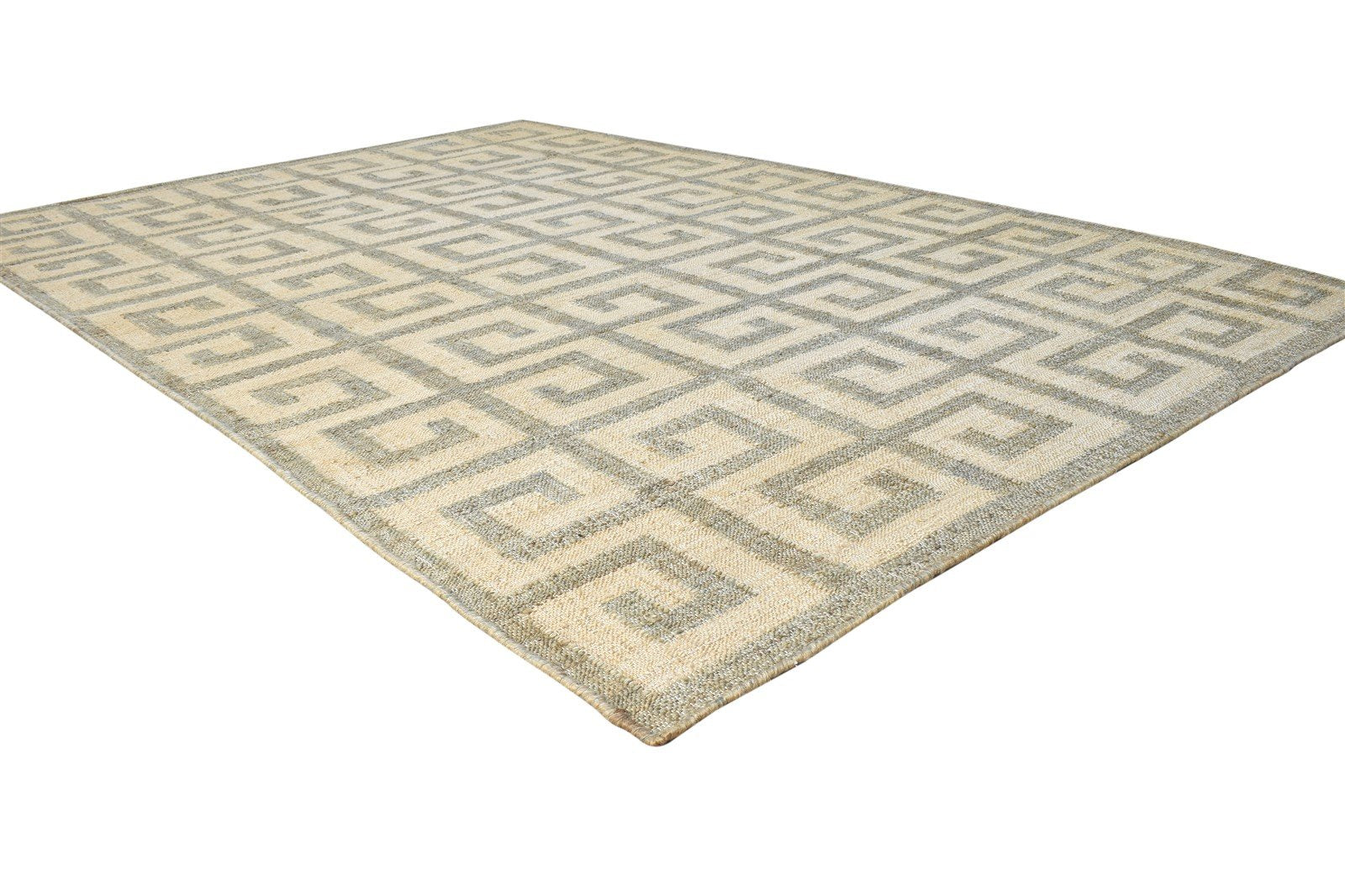 Cream Jute Rug 6' X 8' Modern Hand Woven Moroccan Geometric Room Size Carpet 