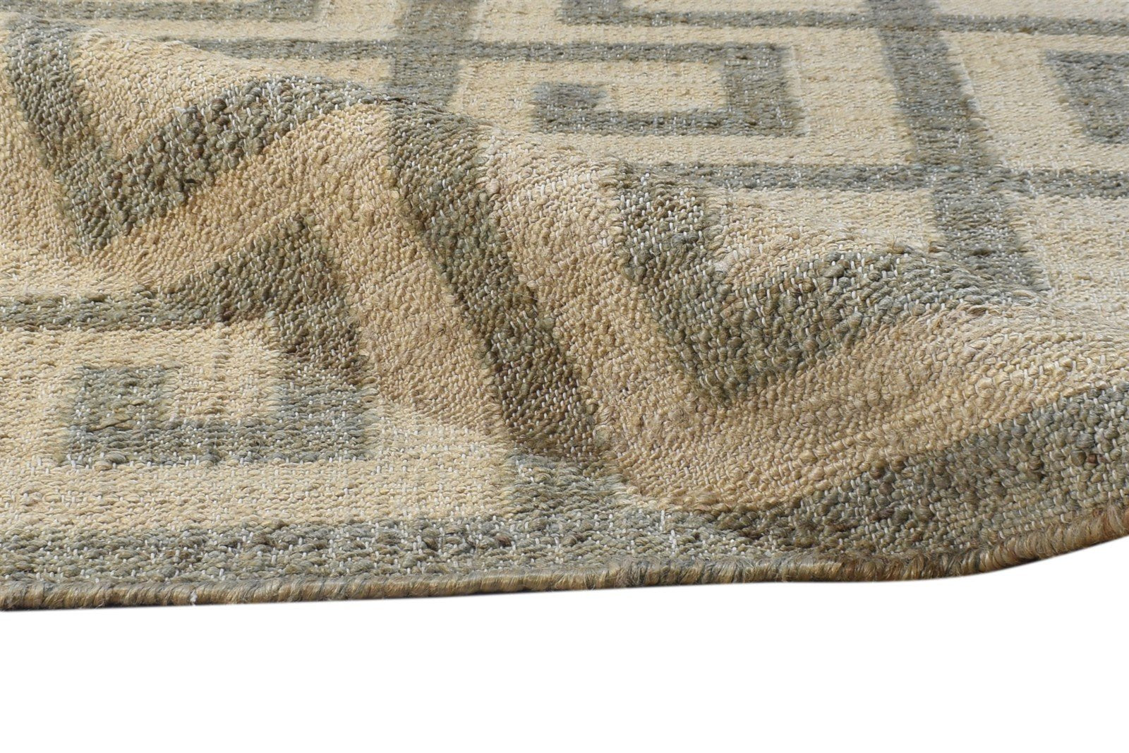 Cream Jute Rug 6' X 8' Modern Hand Woven Moroccan Geometric Room Size Carpet 