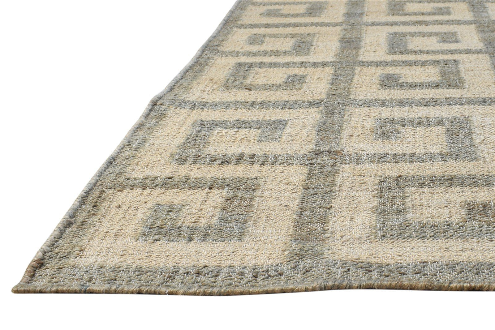 Cream Jute Rug 6' X 8' Modern Hand Woven Moroccan Geometric Room Size Carpet 