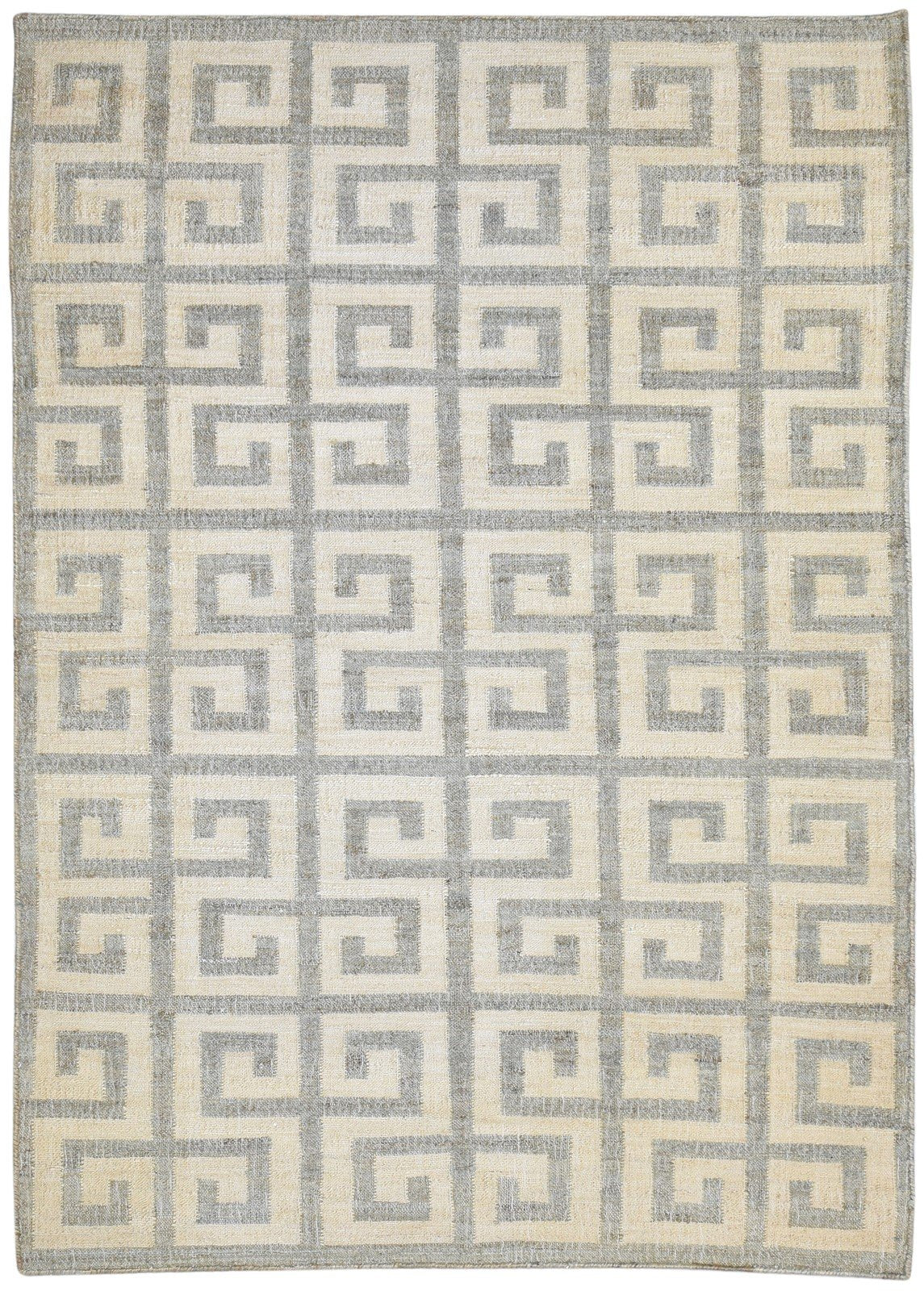 Cream Jute Rug 6' X 8' Modern Hand Woven Moroccan Geometric Room Size Carpet 