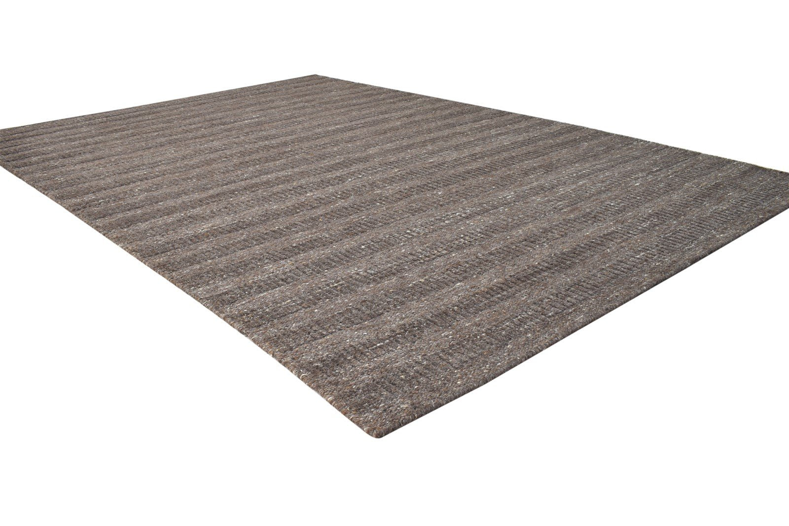 5' X 8' Rug Wool Brown Modern Hand Woven Scandinavian Striped Room Size Carpet 