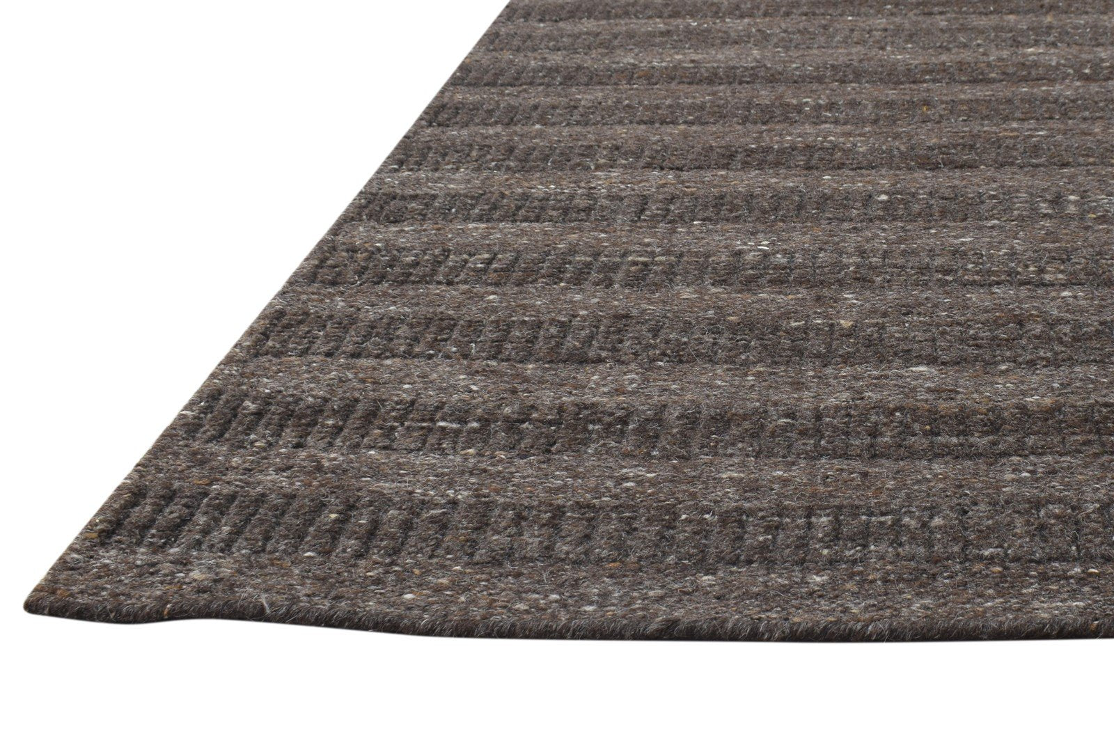 5' X 8' Rug Wool Brown Modern Hand Woven Scandinavian Striped Room Size Carpet 