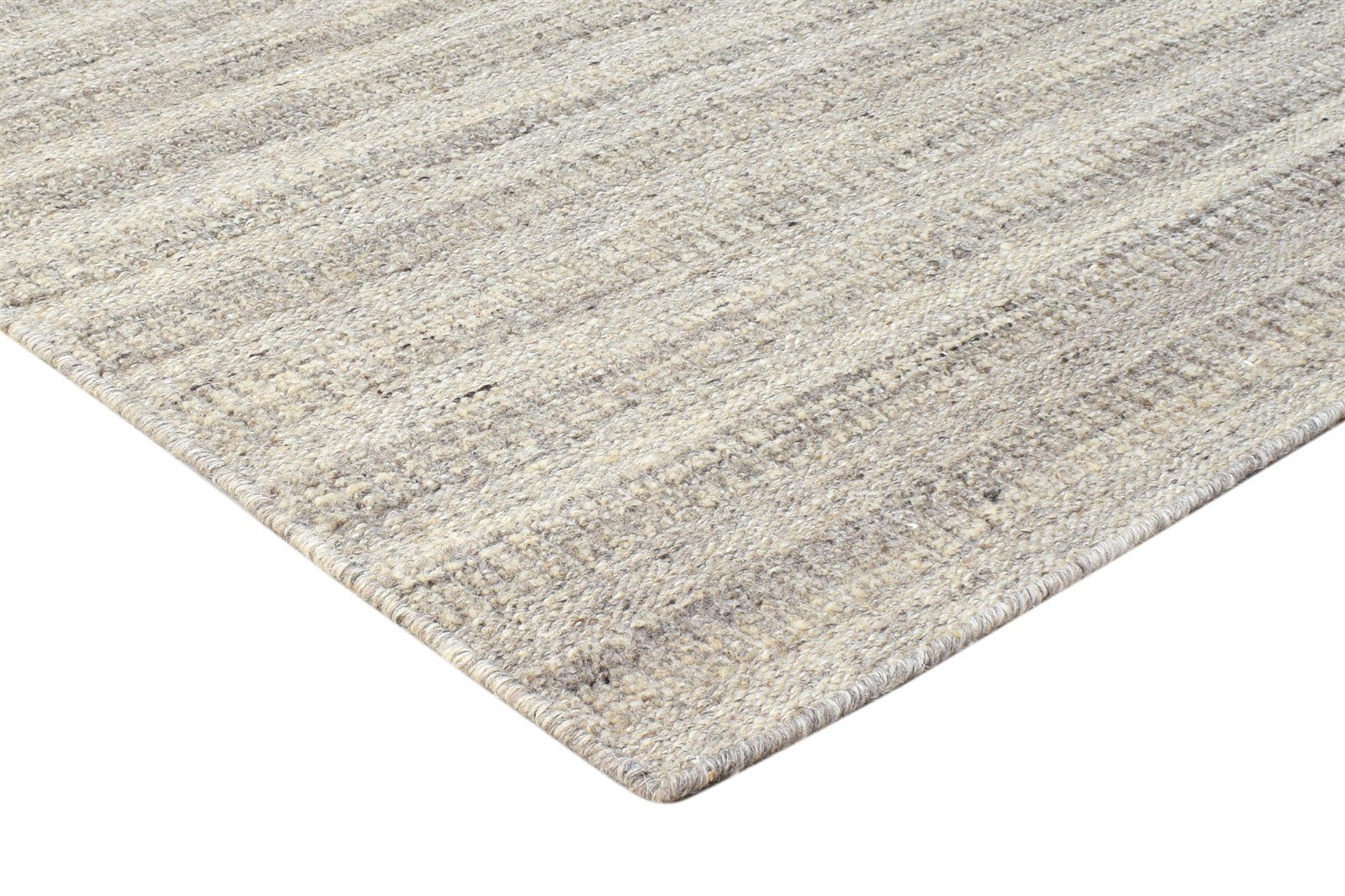 Hand Woven Grey Wool Rug 5' X 7' Modern Scandinavian Striped Room Size Carpet 