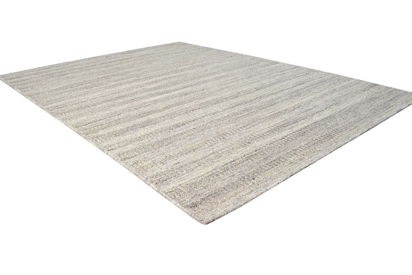 Hand Woven Grey Wool Rug 5' X 7' Modern Scandinavian Striped Room Size Carpet 