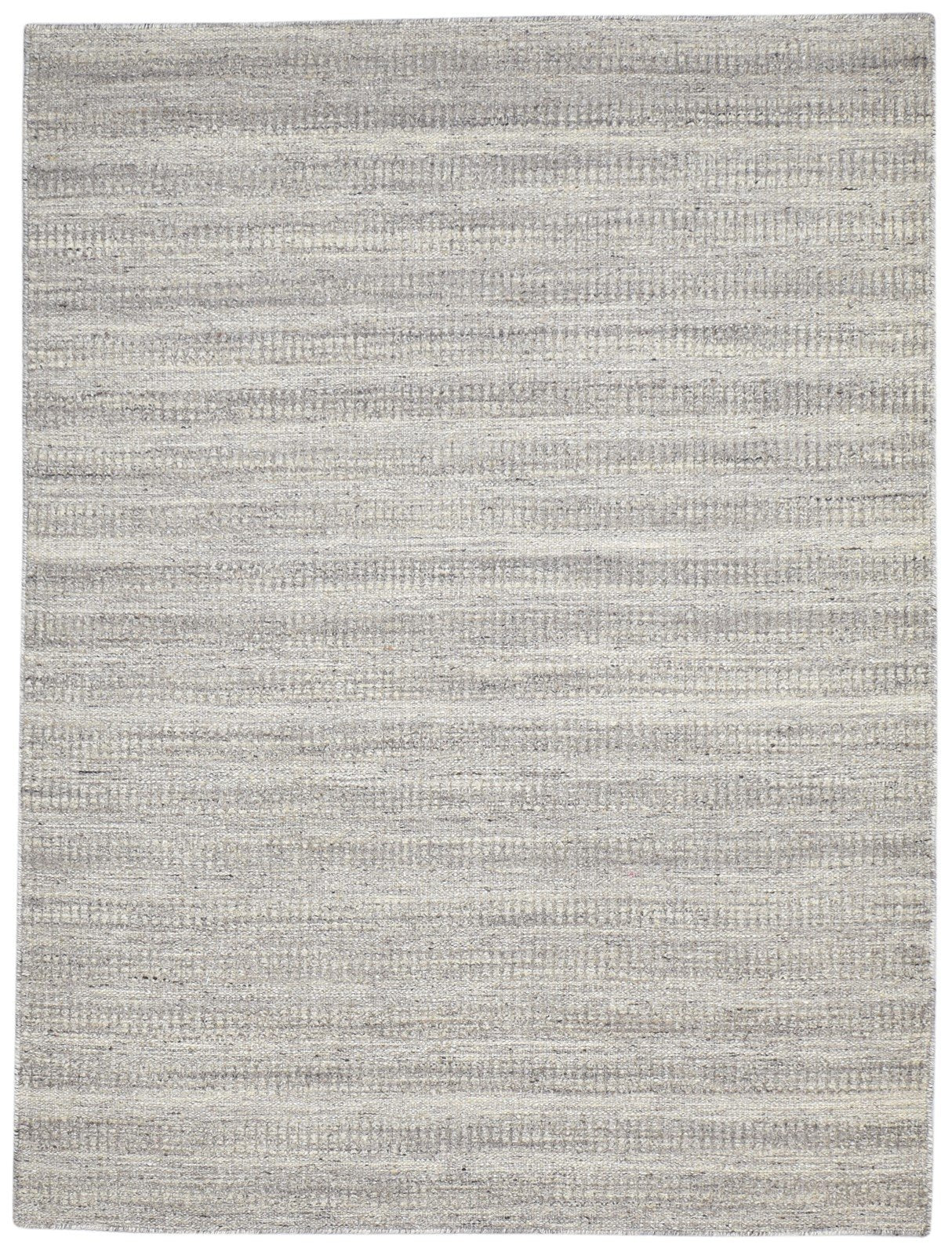 Hand Woven Grey Wool Rug 5' X 7' Modern Scandinavian Striped Room Size Carpet 