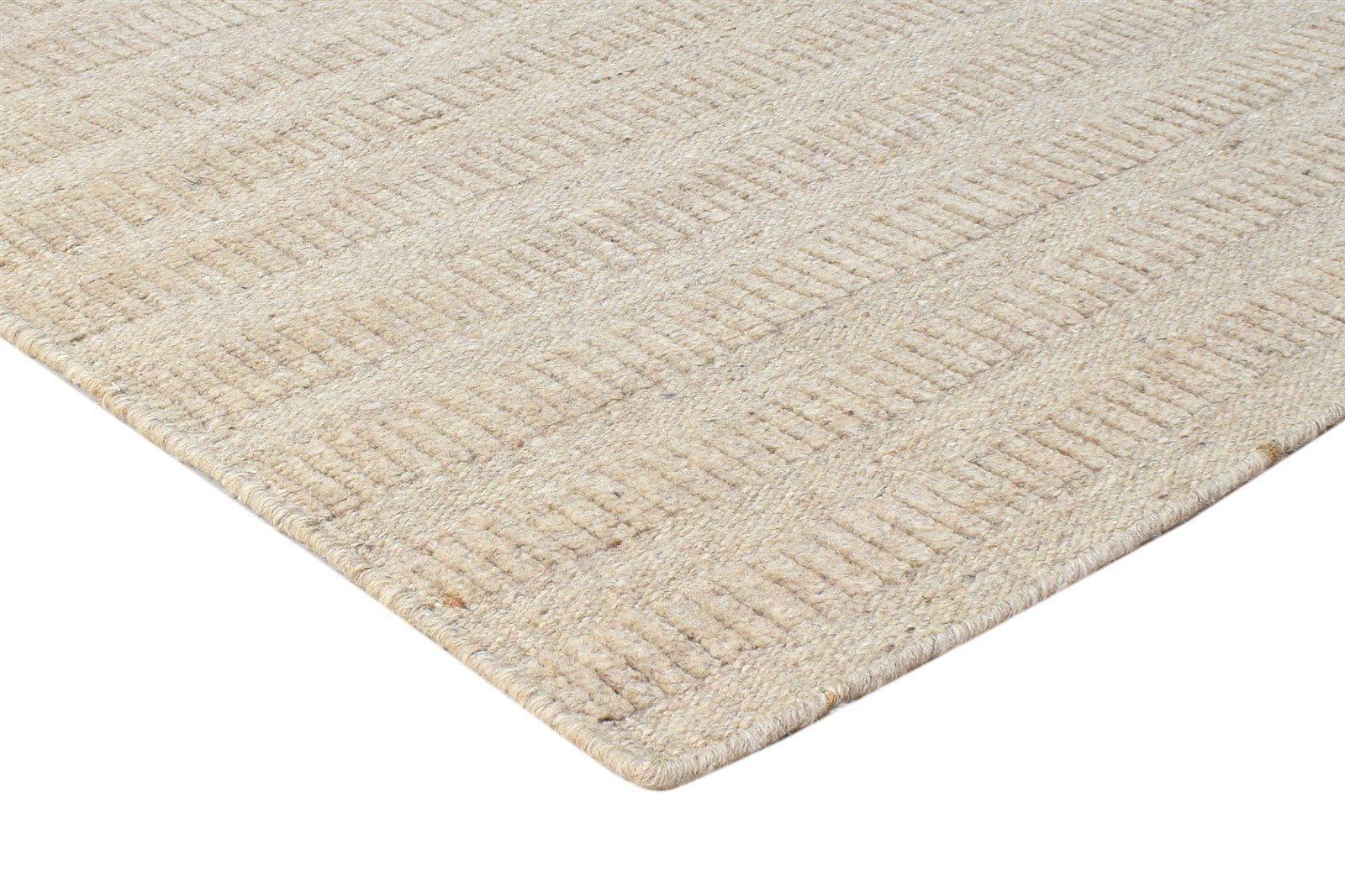 Brown Wool Rug 5' X 7' Modern Hand Woven Scandinavian Striped Room Size Carpet 