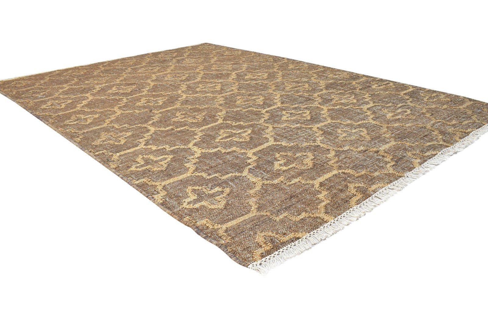 5' X 7' Rug Jute Brown Modern Hand Woven Moroccan Trellis Room Size Carpet 