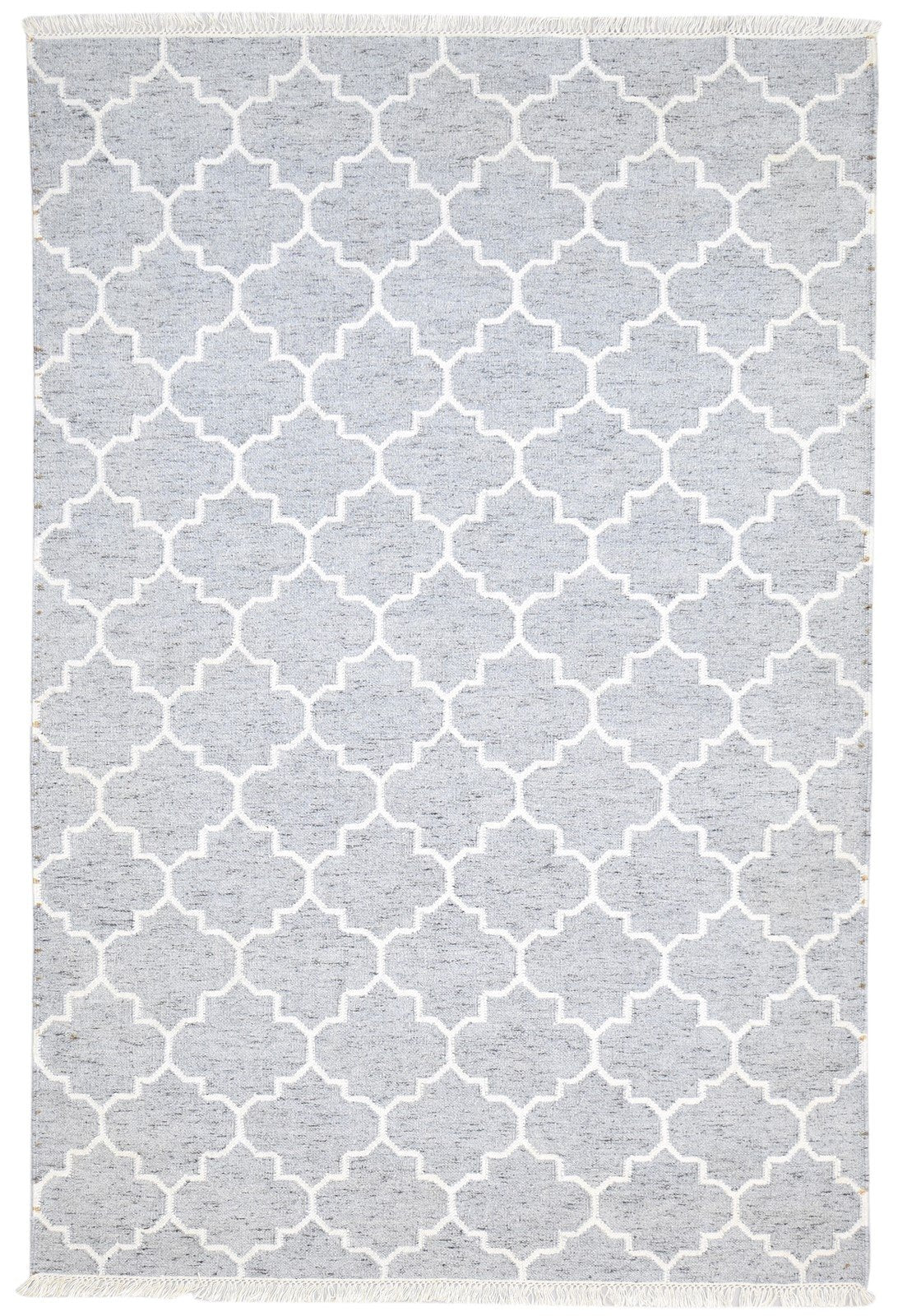 Dhurrie Grey Wool Rug 5' X 8' Modern Moroccan Trellis Room Size Carpet 